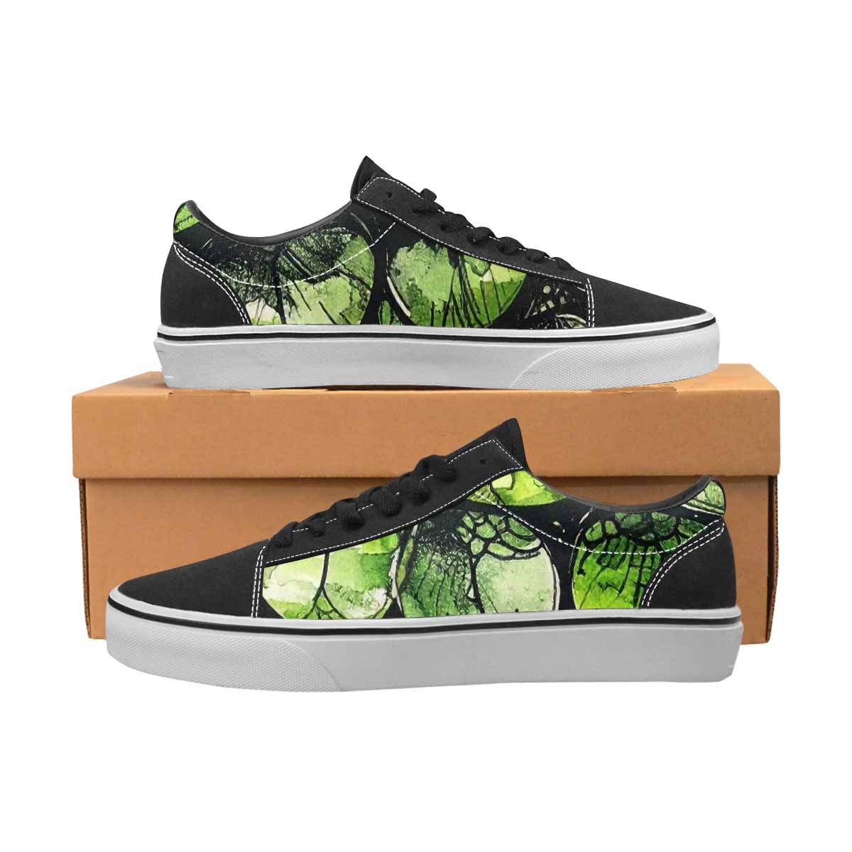 WOMEN'S Reptile Scale Lace-Up Canvas Wallpaper Art Custom Sneakers