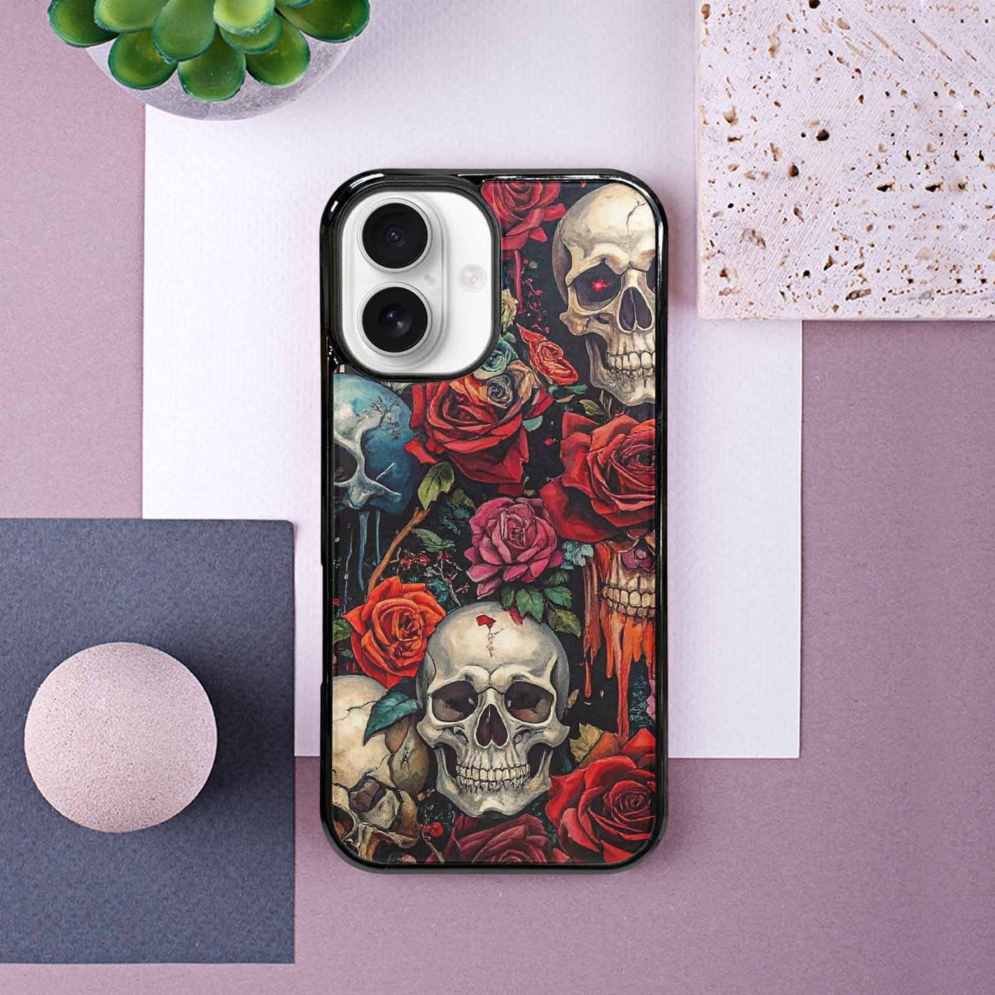 iPhone 16 Case — Skulls And Rosesmelting Skulls A, Unique Phone Case Design