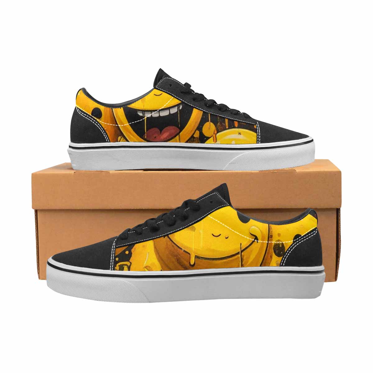WOMEN'S Melting Moon Smiley — Lace-Up Canvas Surreal Custom Shoes