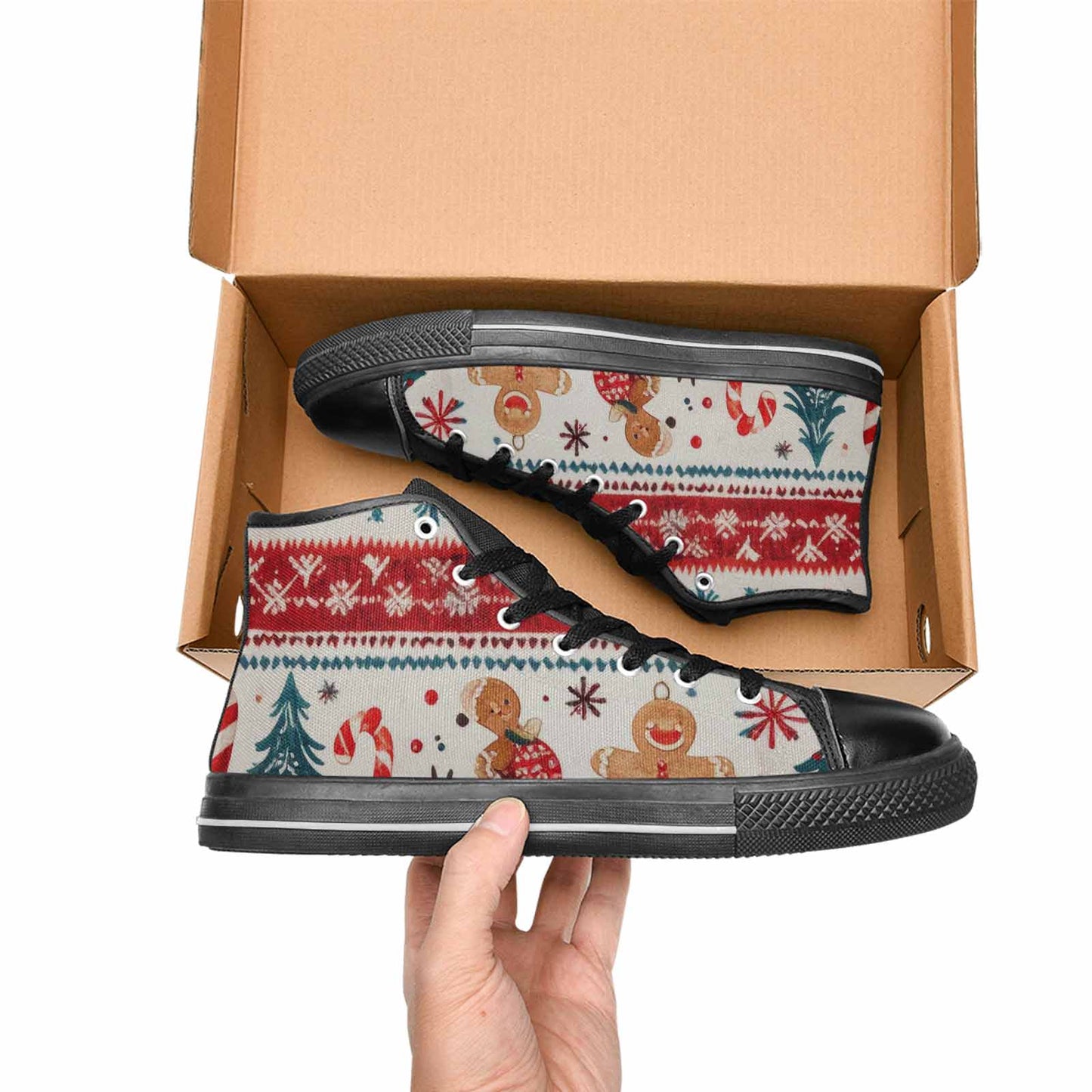 MEN'S Christmas Holly Snowflake High Top Canvas Aesthetic Custom Shoes