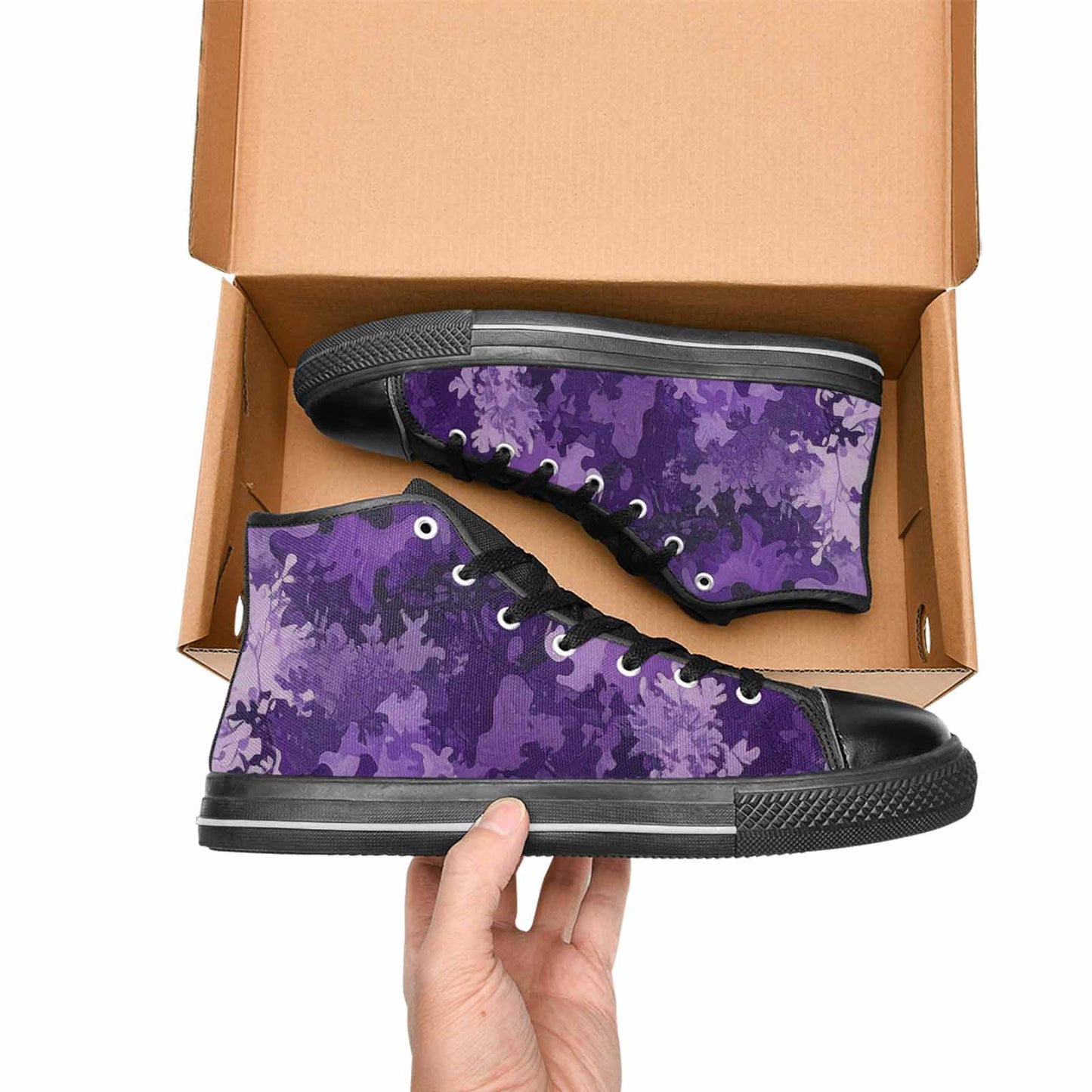 WOMEN'S Military Camouflage Blotch High Top Canvas Vibrant Chaos Sneakers