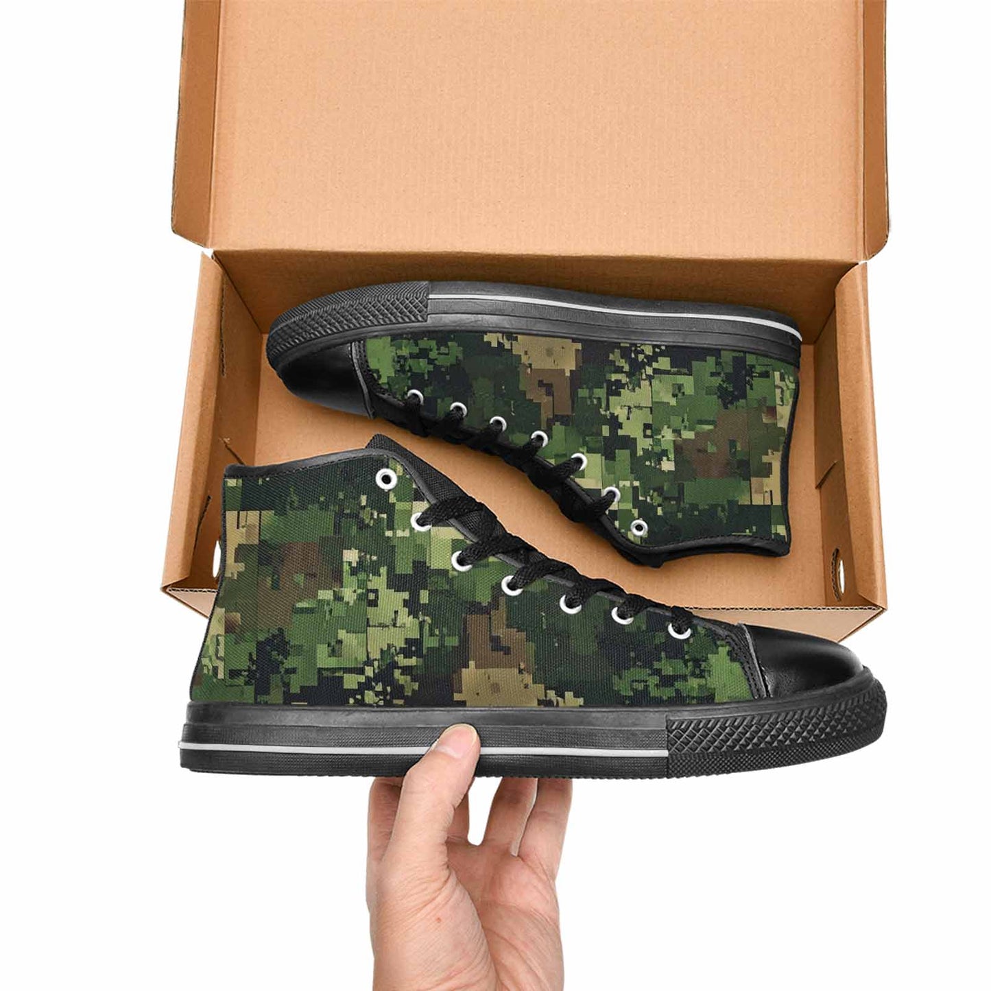 MEN'S Military Camouflage Blotch High Top Canvas Cottagecore Custom Shoes