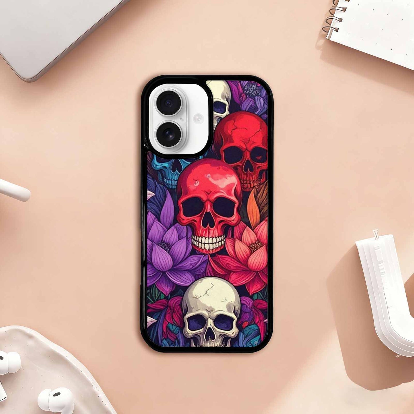 iPhone 17 Case — Lotus Many Hundreds Of Gothic Skulls, Custom Printed Phone Case
