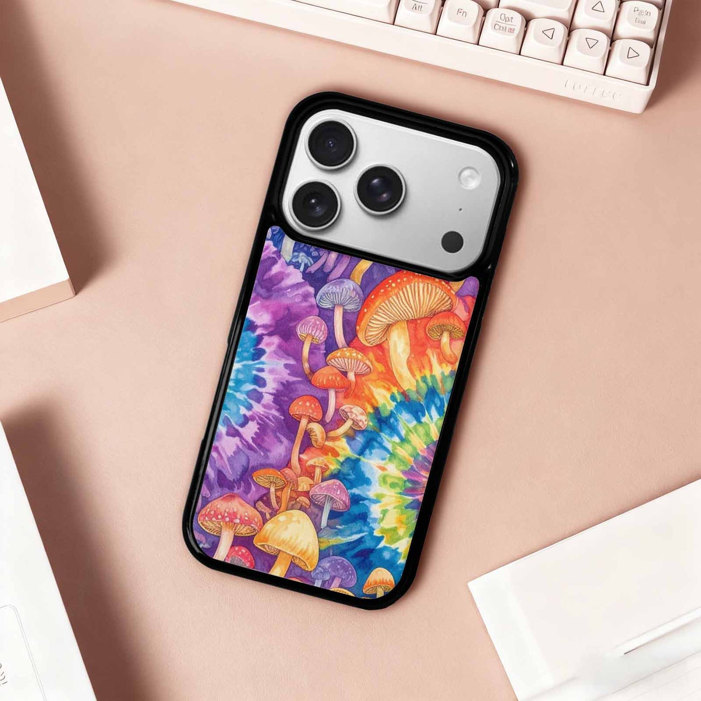 iPhone 17 Pro Case — Mushrooms Tie Dyemushrooms Pat Ikp Tie, Custom Print Case Cover