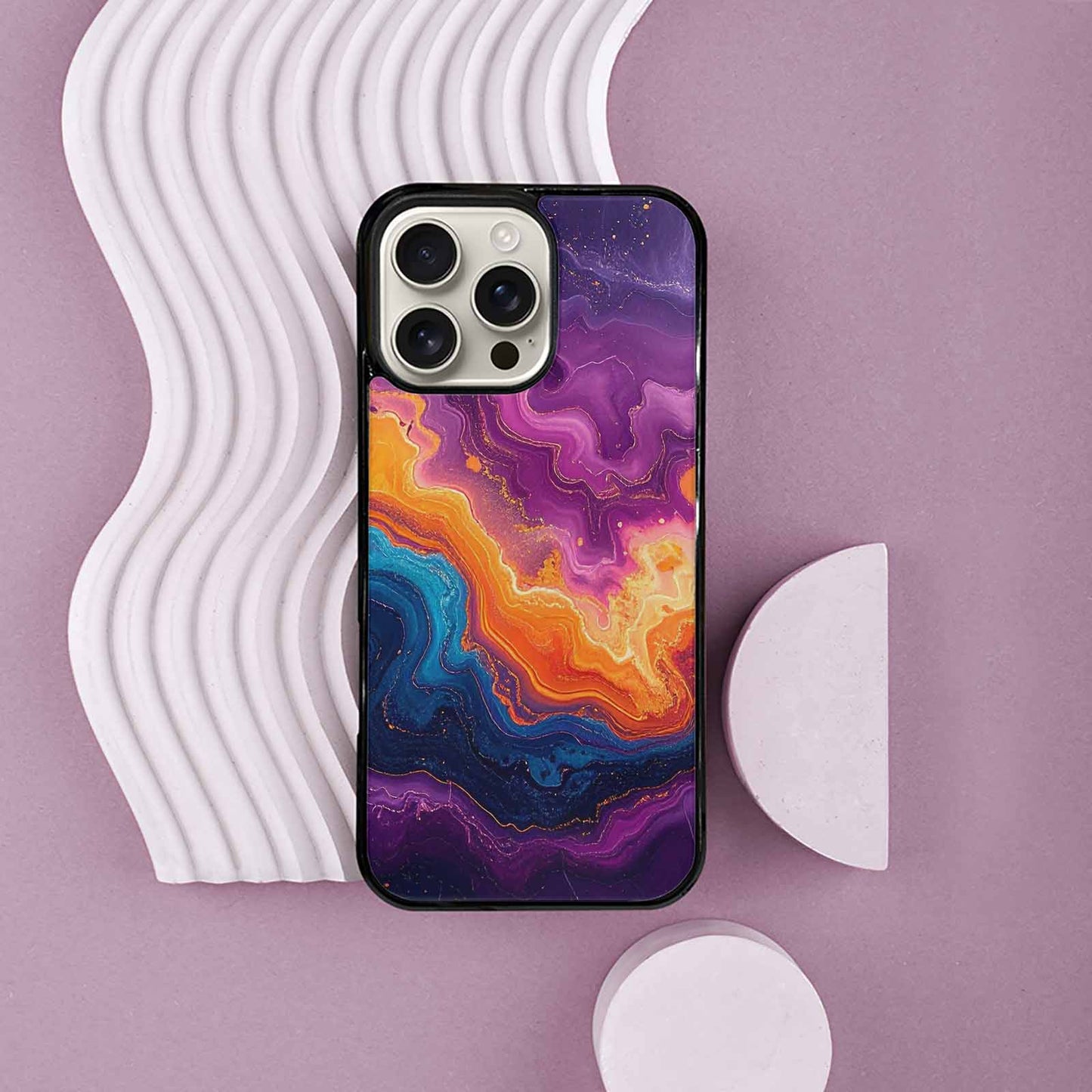 iPhone 16 Pro Max Case — Psychedelic Marble Tessellation, Custom Print Case Cover
