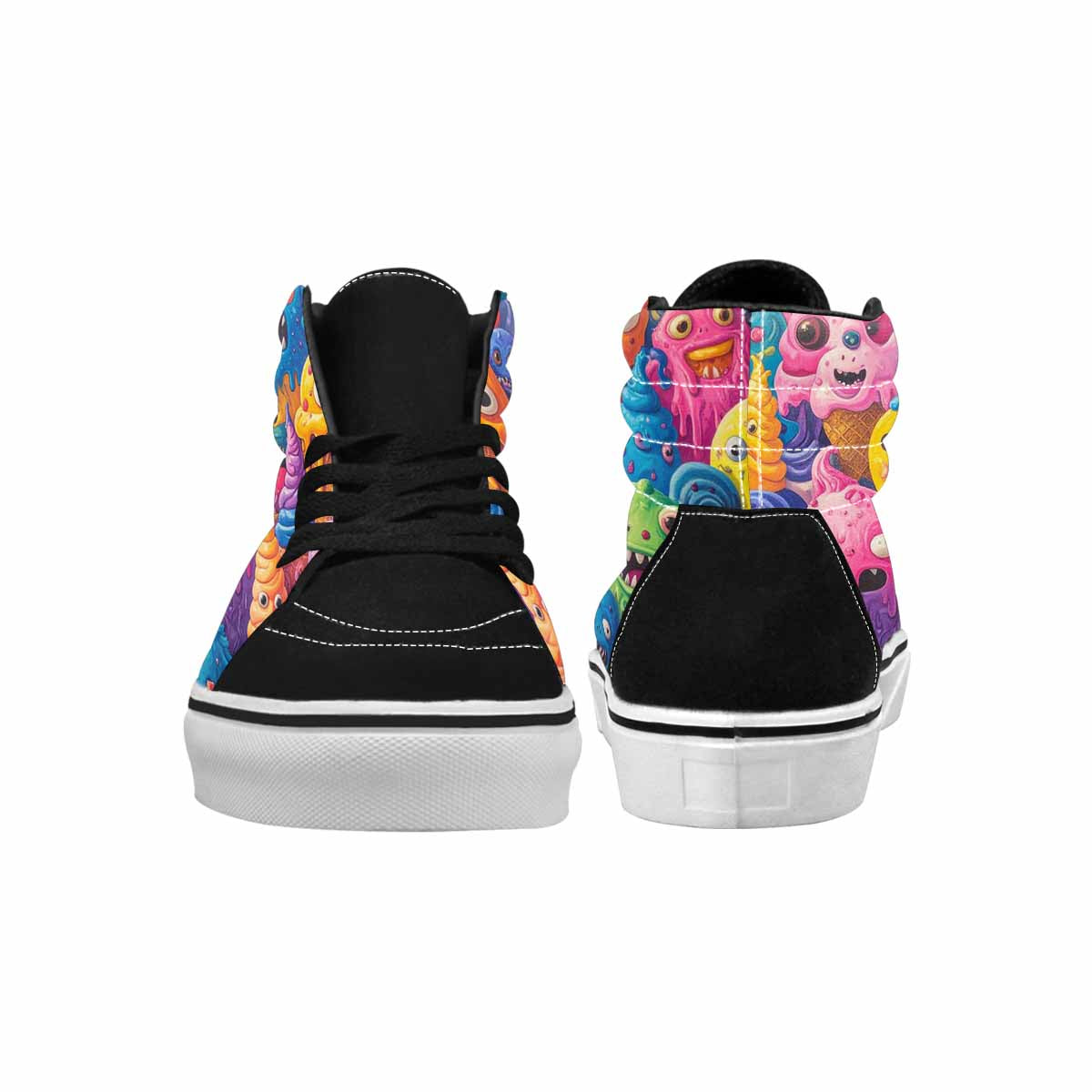 MEN'S Melting Ice Cream Monster High Top Canvas Wallpaper Art Sneakers