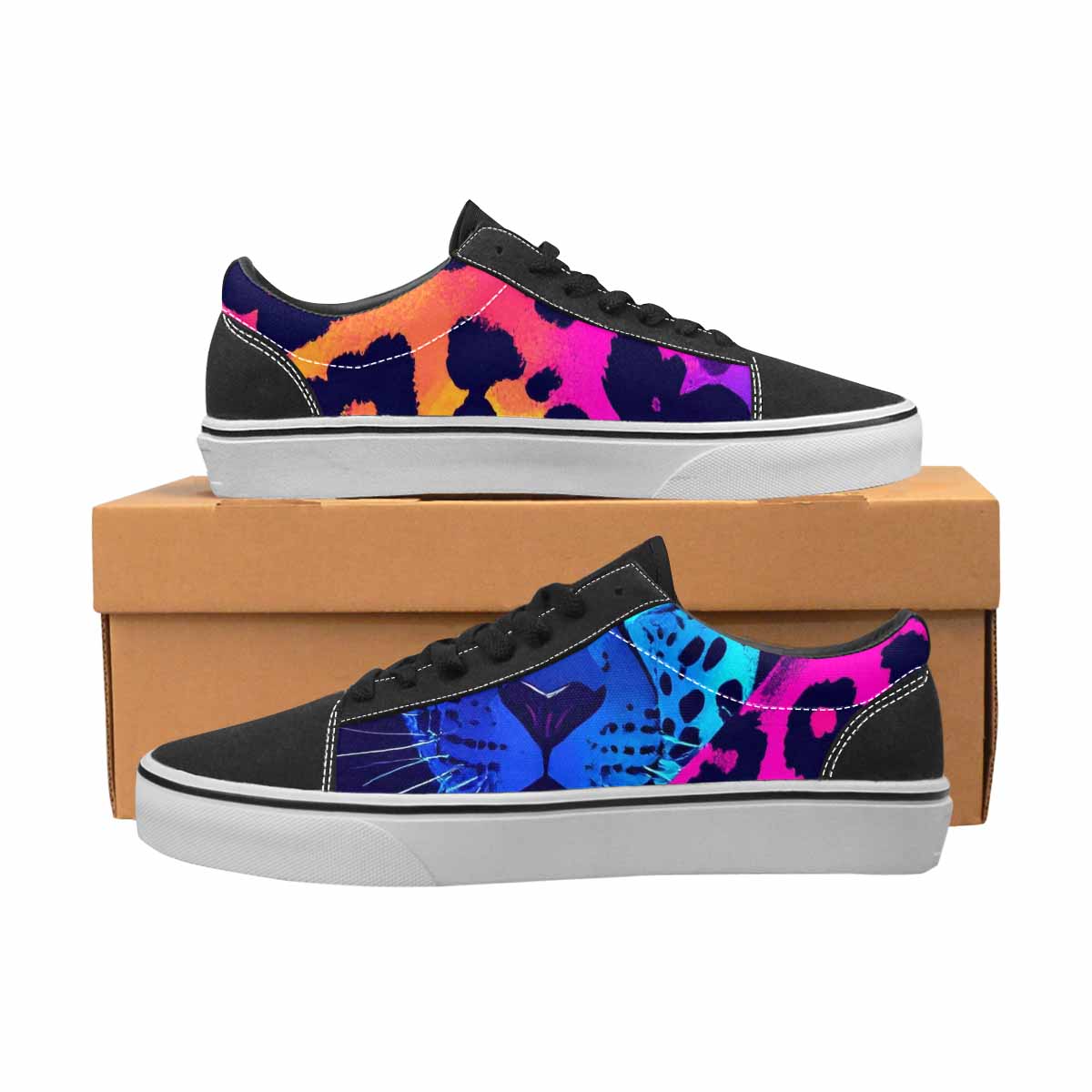 WOMEN'S Leopard Print Neon Canvas Lace-Up Grunge Sneakers