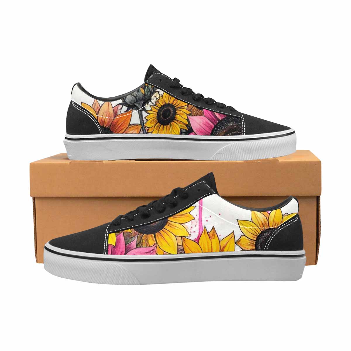 WOMEN'S Sunflower Burst Lace-Up Canvas Vibrant Chaos Sneakers