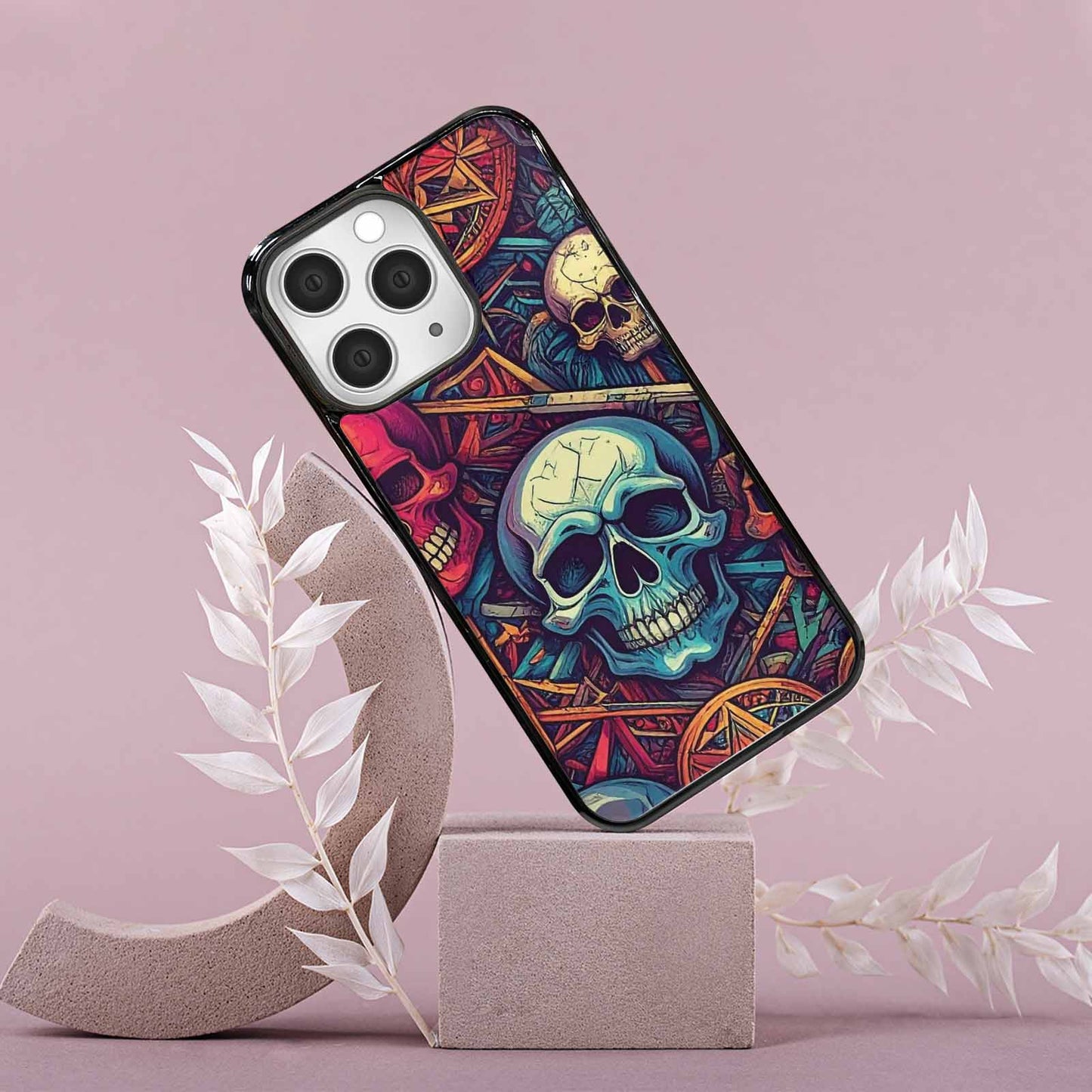 iPhone 15 Pro Max Case — Sacred Geometry Lots Of Skulls Seamless, Custom Made Phone Cover