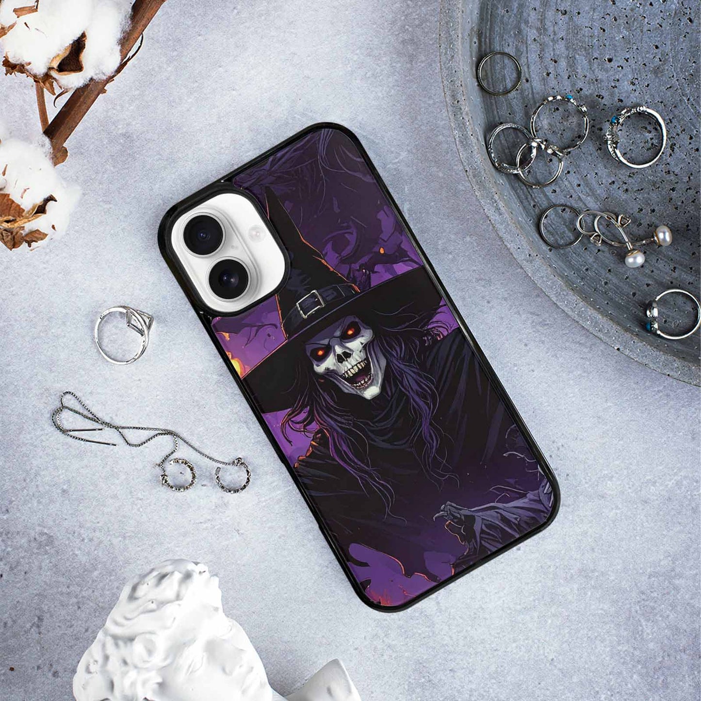 iPhone 16 Plus Case — Scary Horror Halloween Art Print Edge, Customized Protective Case