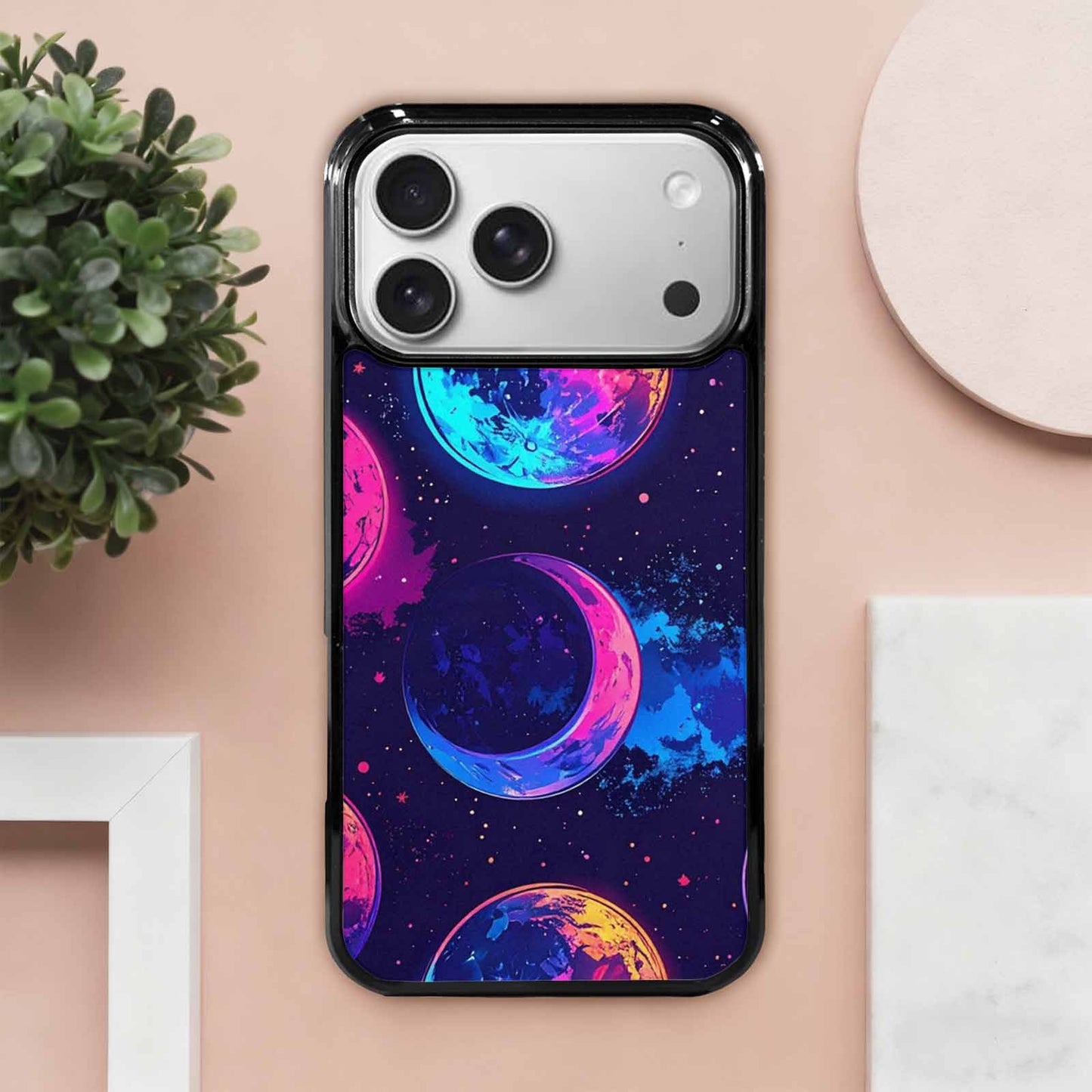 iPhone 17 Pro Max Case — Neon Winter Moon Cartoon Cute, Custom Designed Case Cover