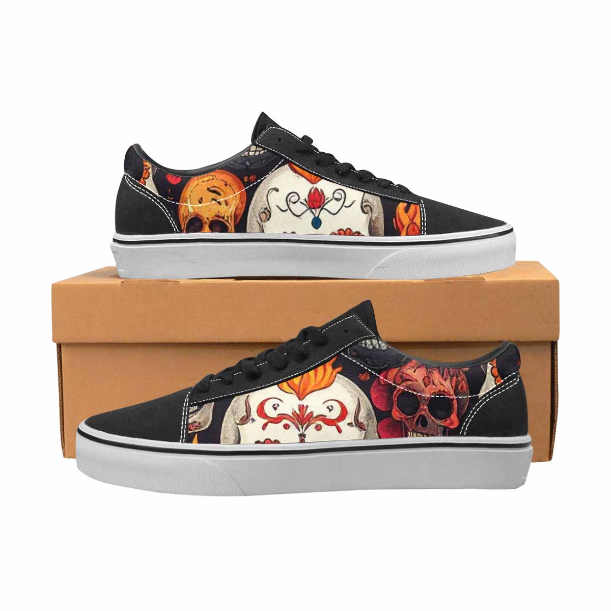 MEN'S Skull Canvas Lace-Up Wallpaper Art Custom Shoes