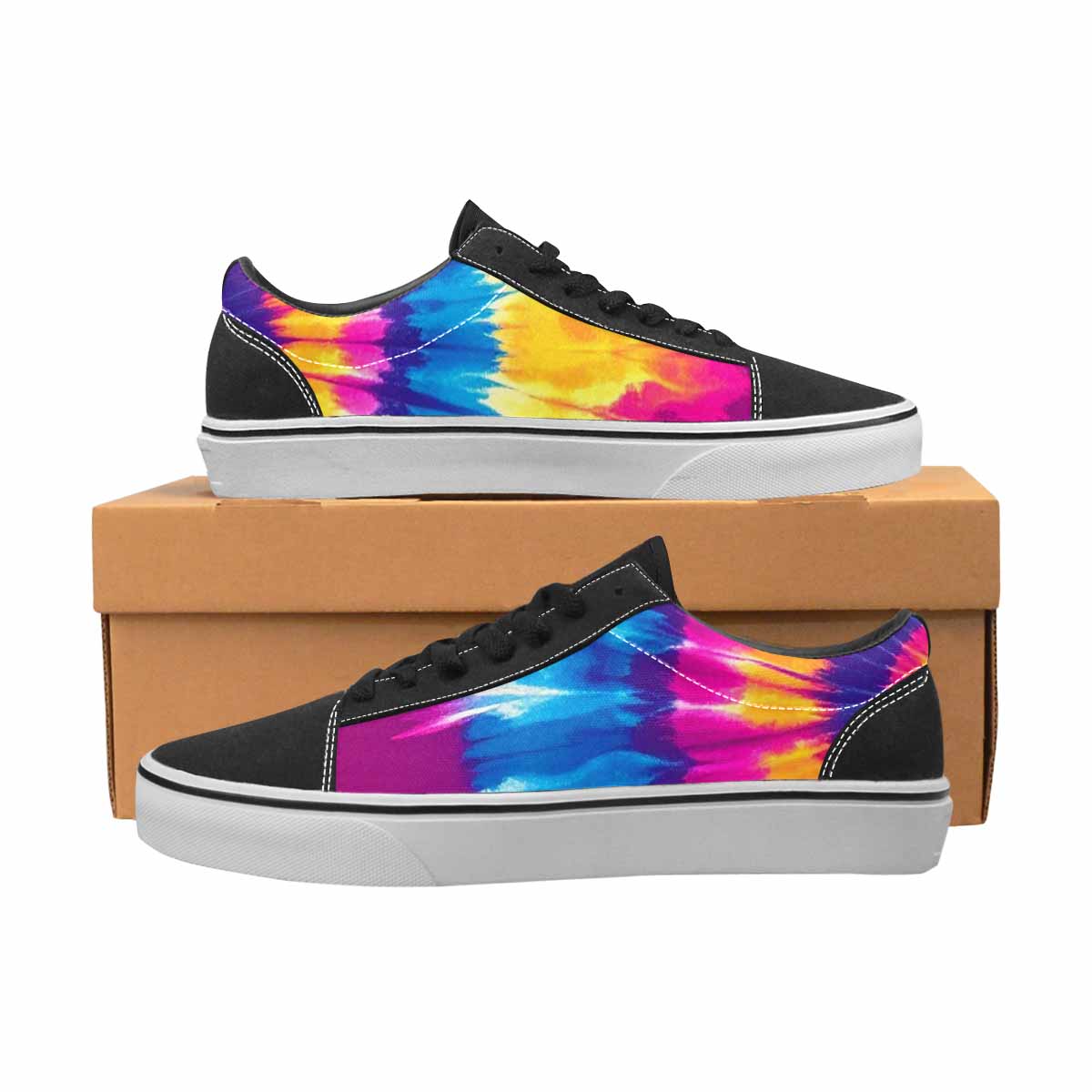 MEN'S Tie Dye Spiral Canvas Lace-Up Neon Fantasy Sneakers