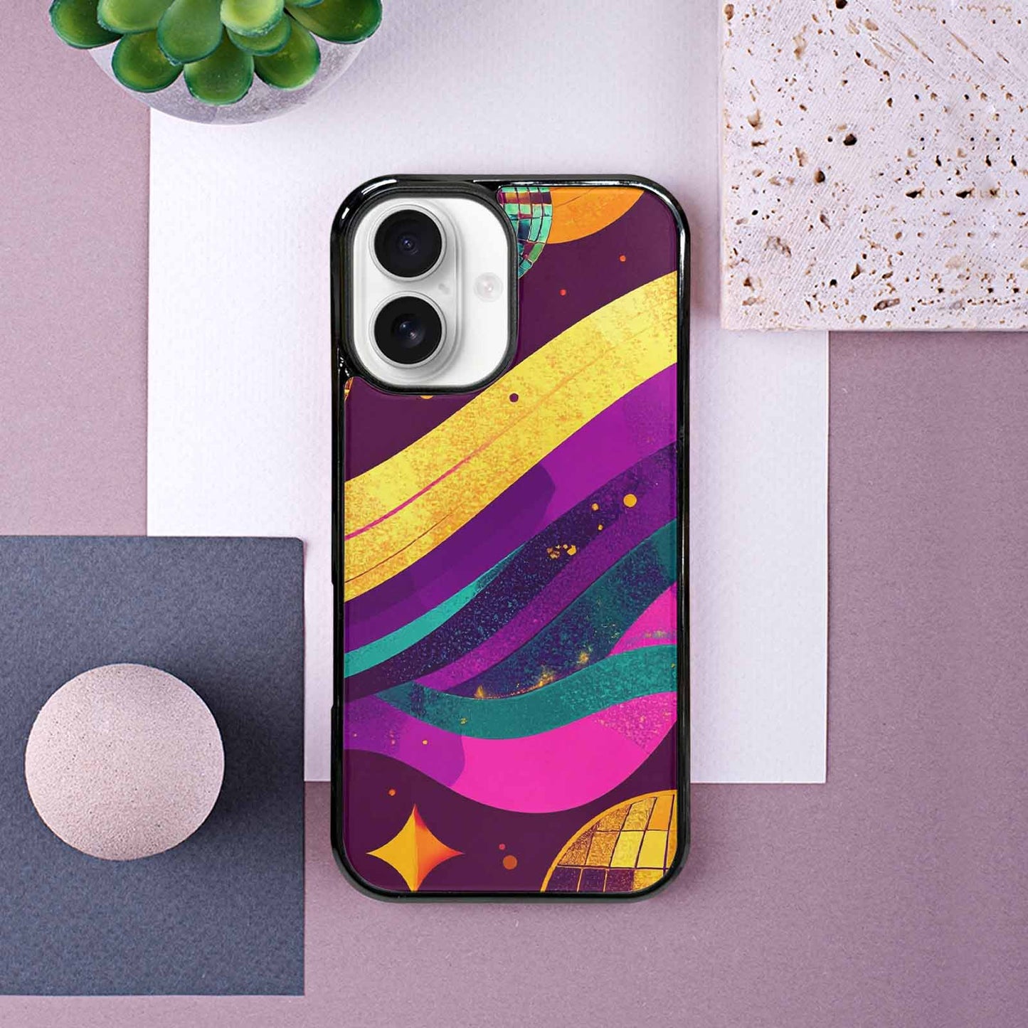 iPhone 16 Case — 1970s Disco Art Pattern, Personalized Phone Case