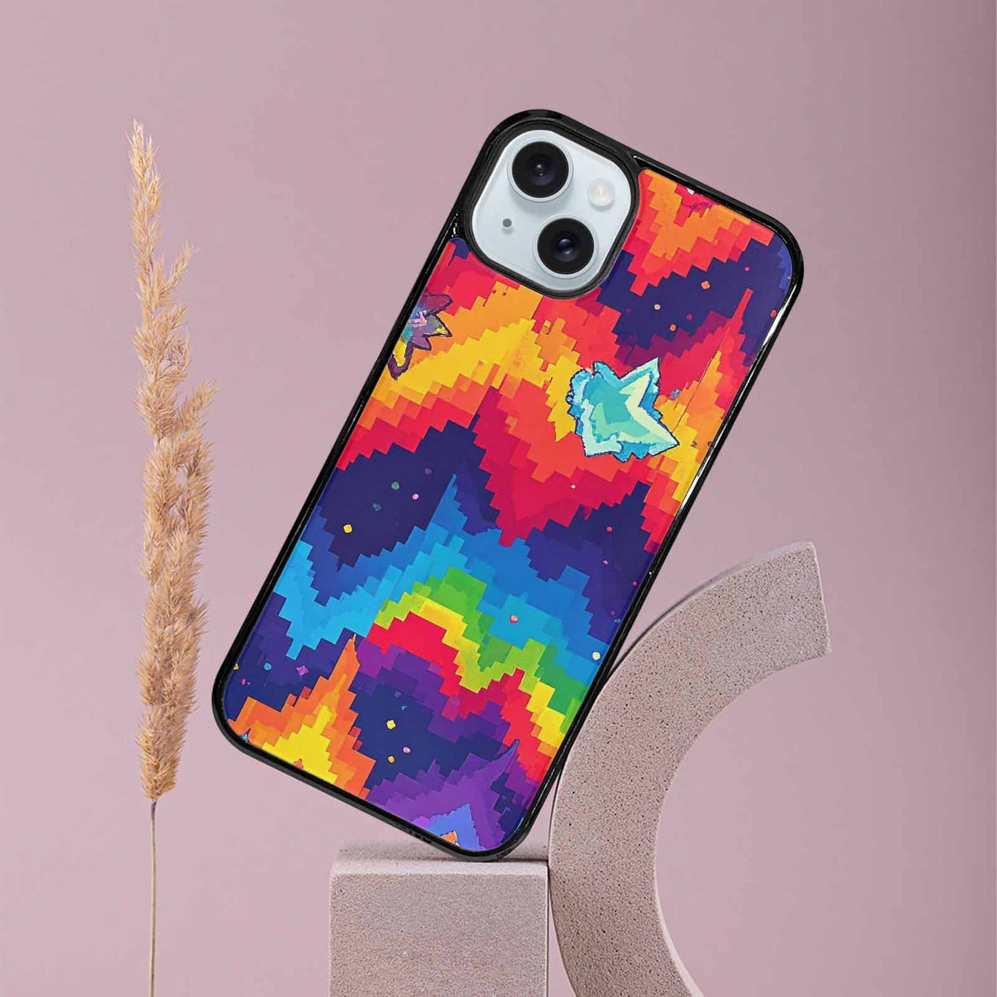 iPhone 15 Plus Case — Pixel Art 8 Bit Burst Pattern, Original Design Phone Case
