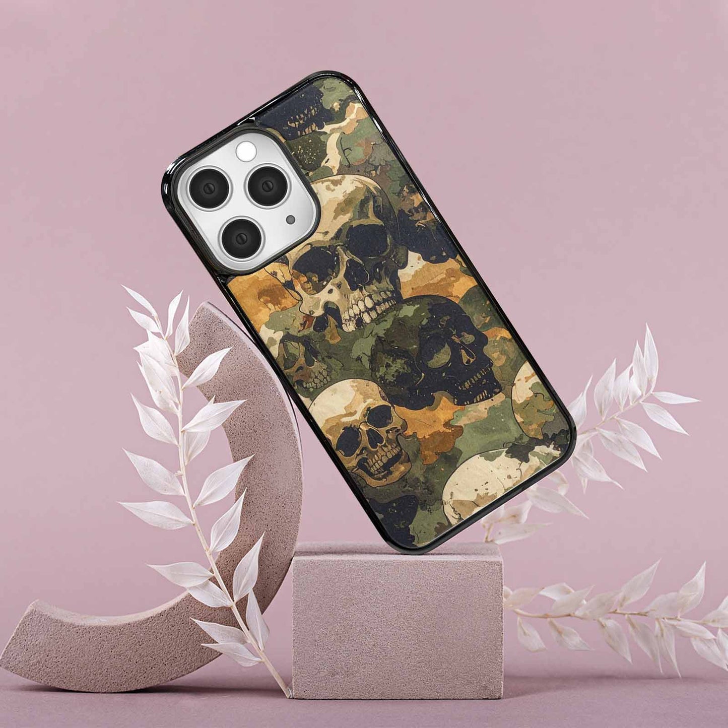 iPhone 15 Pro Max Case — Military Camo Skull, Custom Printed Phone Case