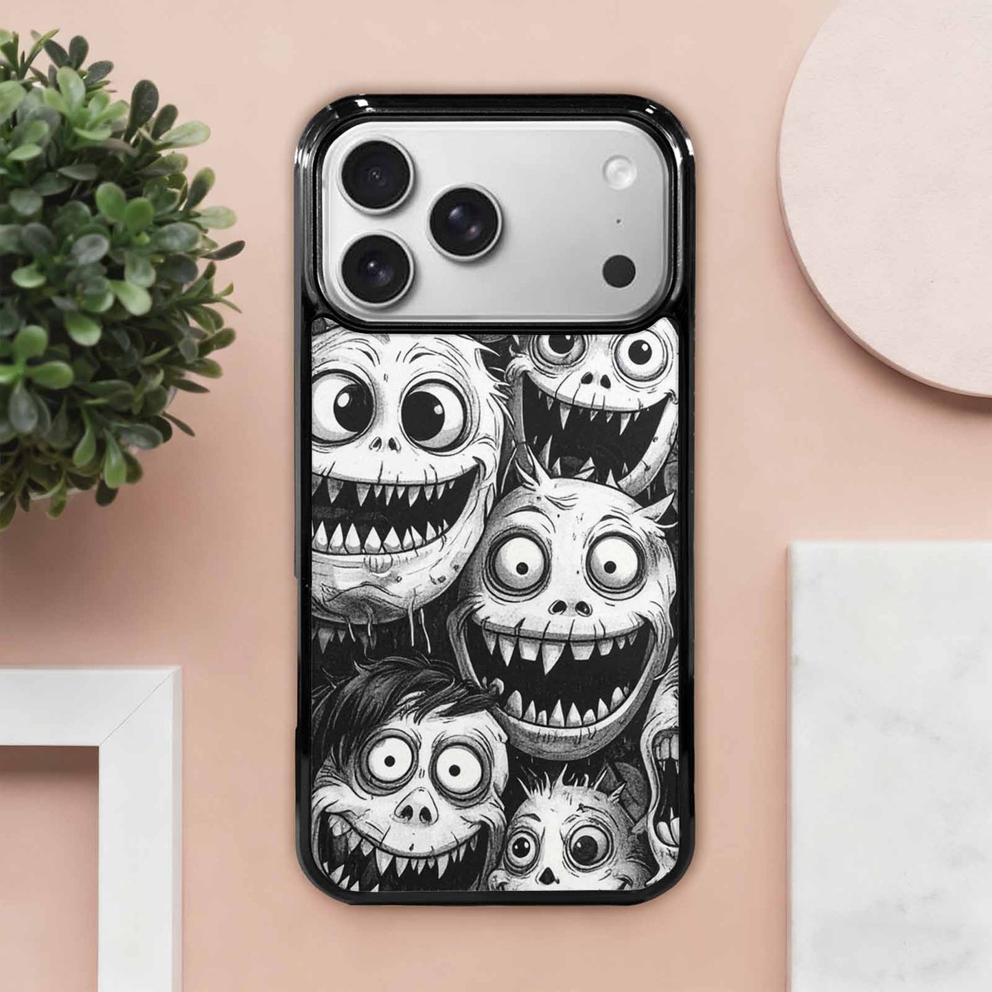 iPhone 17 Pro Max Case — Black And White Monster Original Art, Custom Made Phone Cover