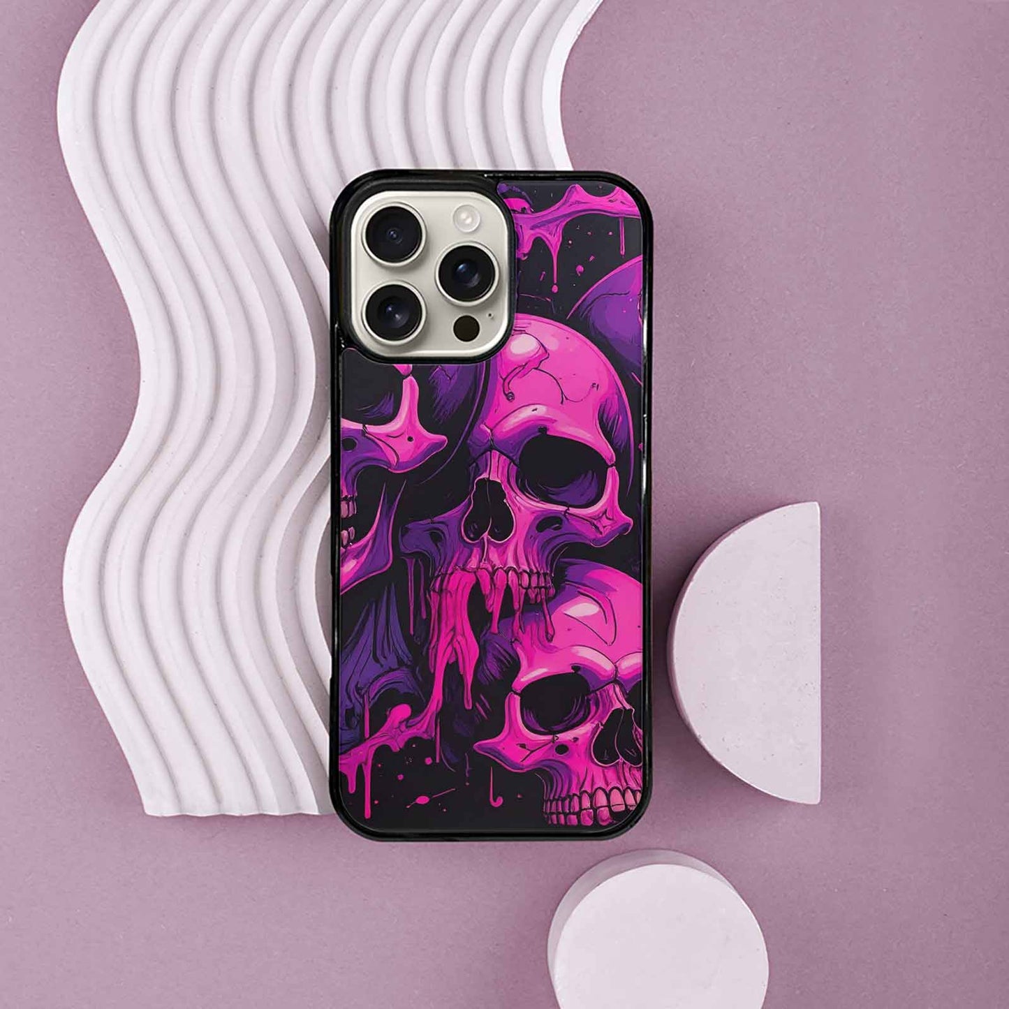 iPhone 16 Pro Max Case — Pink Purple Skeletons Neon Drip Melting, Custom Phone Case