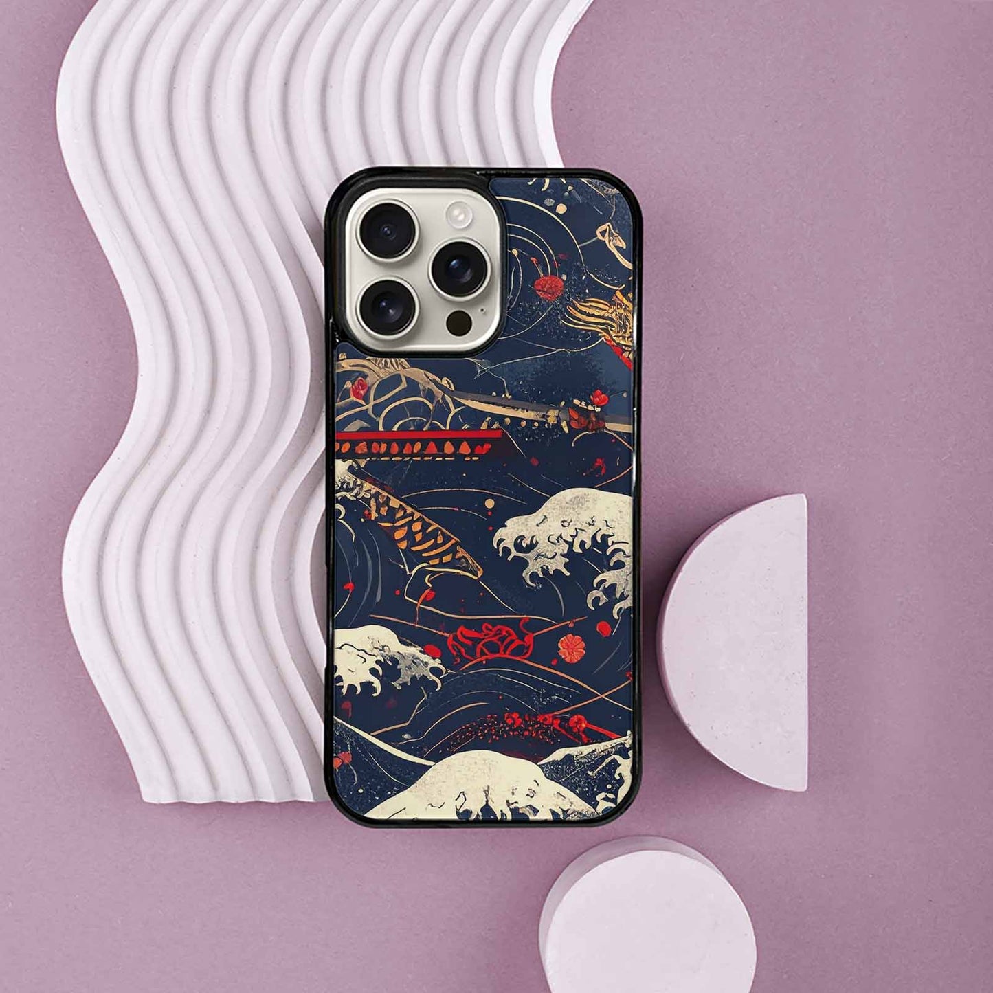 iPhone 16 Pro Max Case — Samurai Art Repeat Pattern, Custom Designed Case Cover
