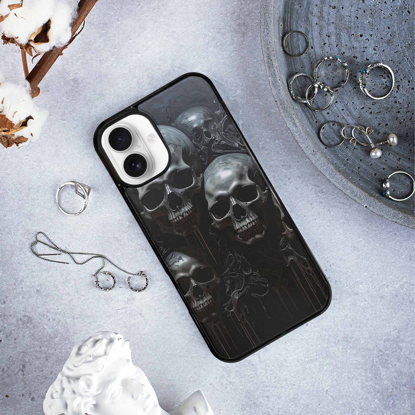 iPhone 16 Plus Case — Grey Dark Black And Grey Tones, Custom Print Case Cover