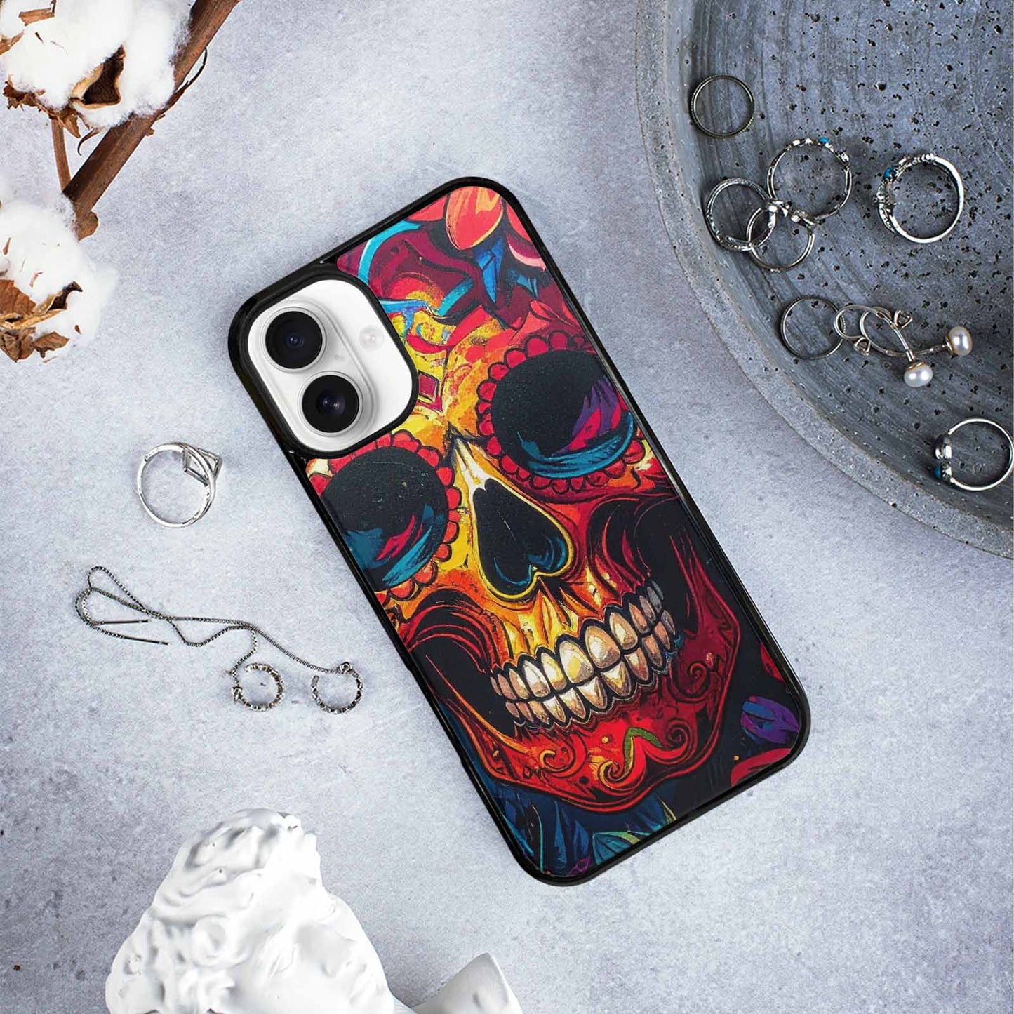 iPhone 16 Plus Case — Graffiti Skull Art Seamless Pattern Vibrant, Custom Made Phone Cover