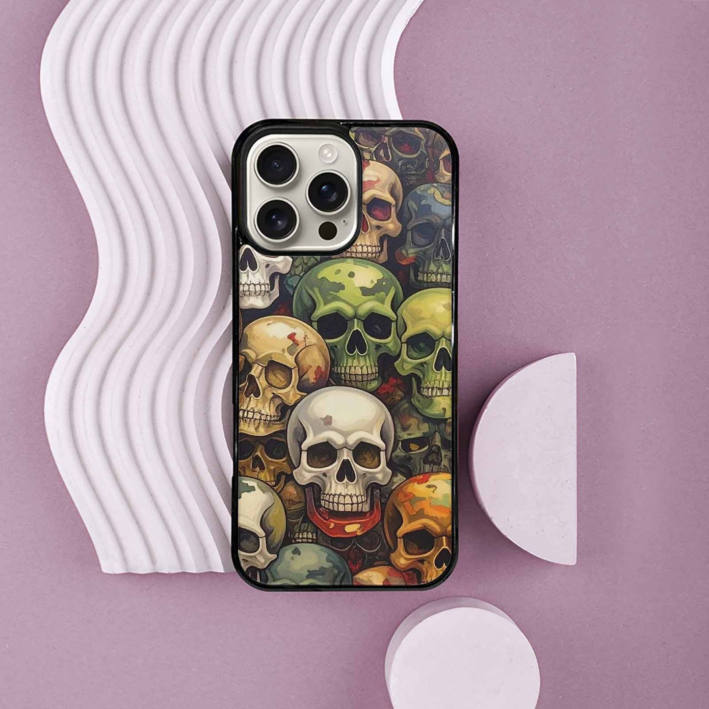 iPhone 16 Pro Max Case — Skulls Pattern Hundreds Of Sma, Personalized Phone Case