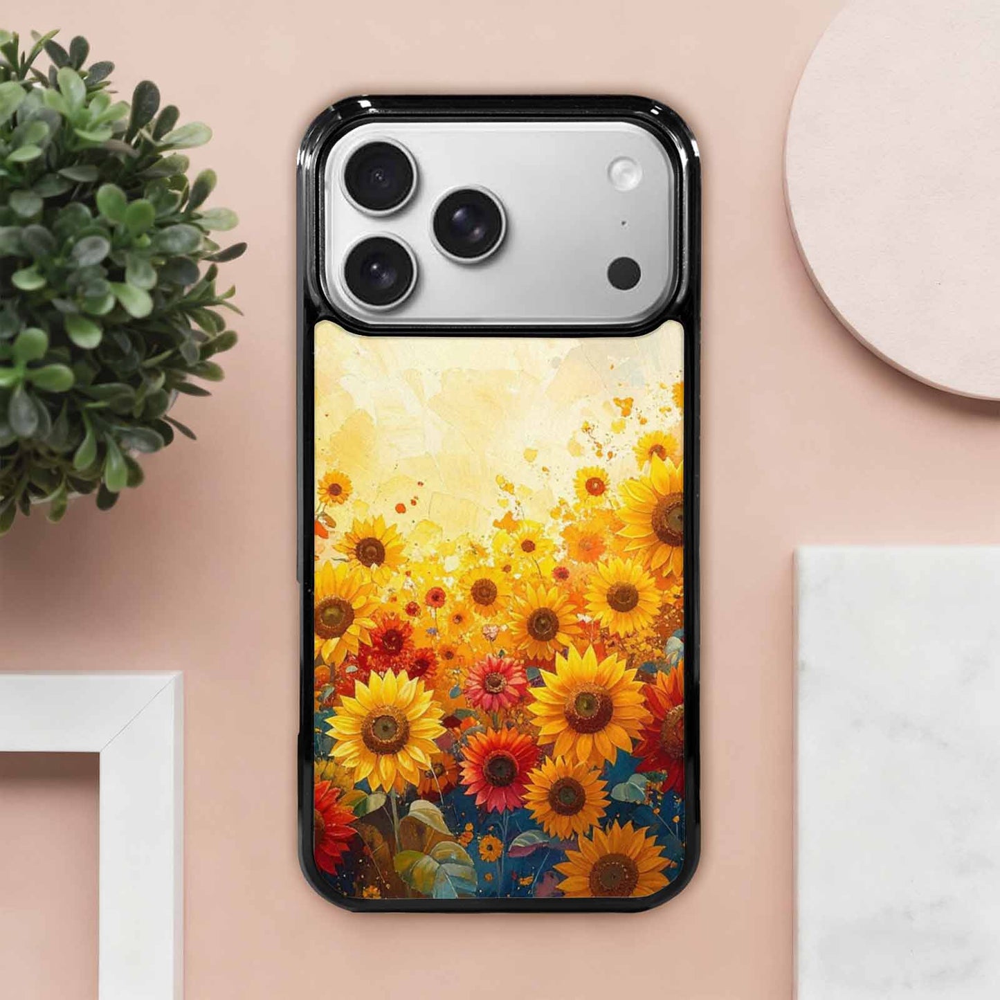 iPhone 17 Pro Max Case — Full Color Vibrant Sunflower Floral, Customized Protective Case