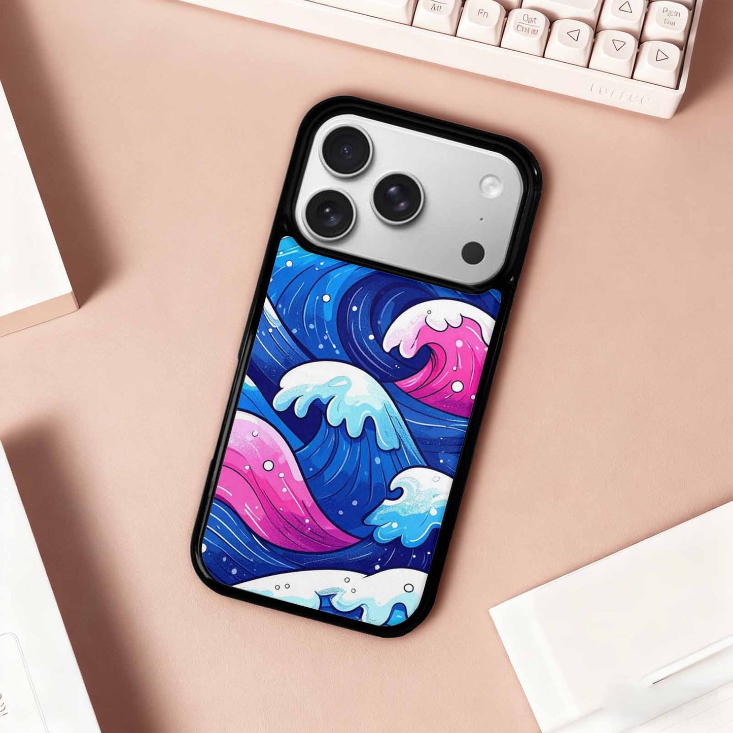 iPhone 17 Pro Case — Glossy Winter Wave Seamless Cartoon Cute, Custom Designed Case Cover