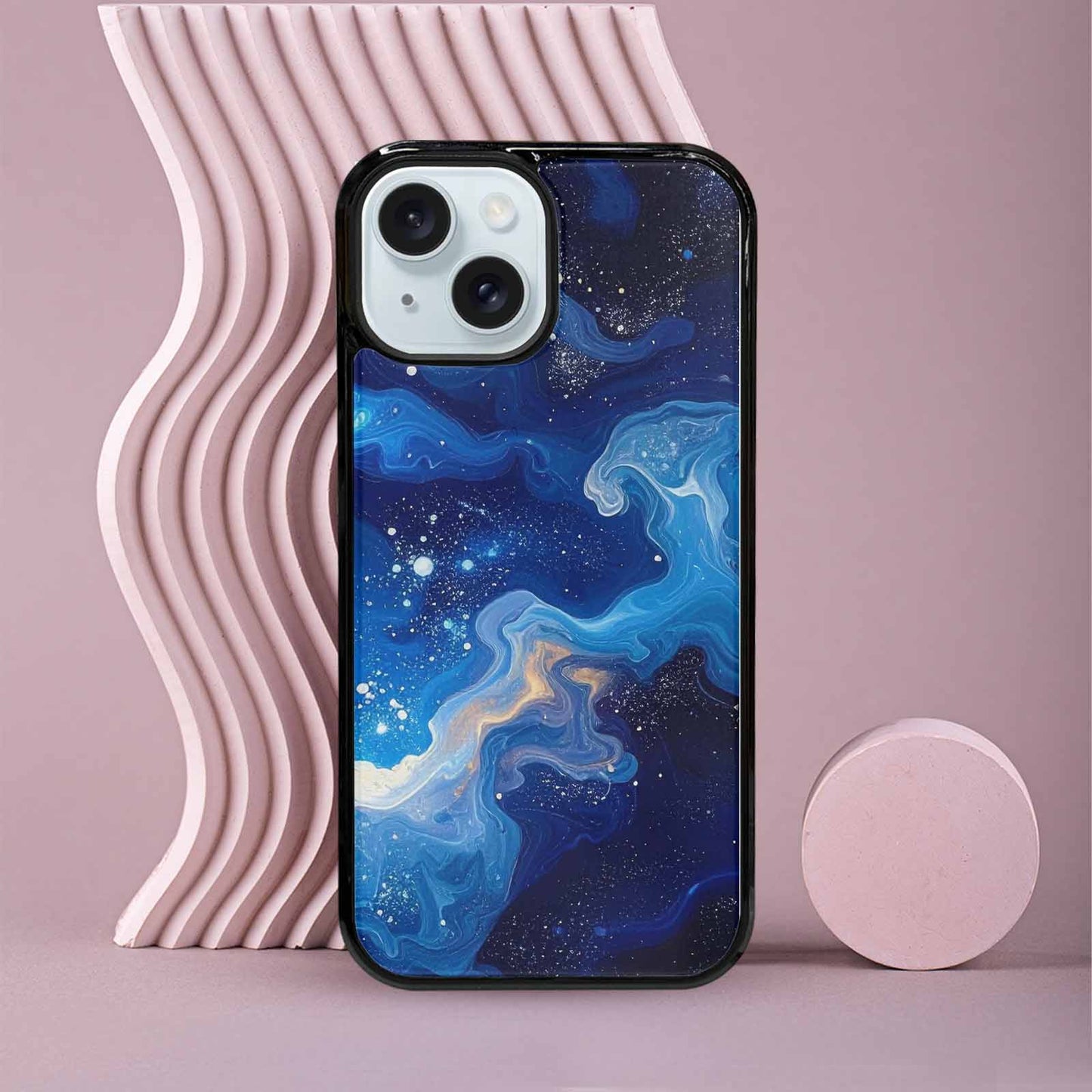 iPhone 15 Case — Galaxy Art Blue Starfield Small Galaxy, Personalized Phone Case