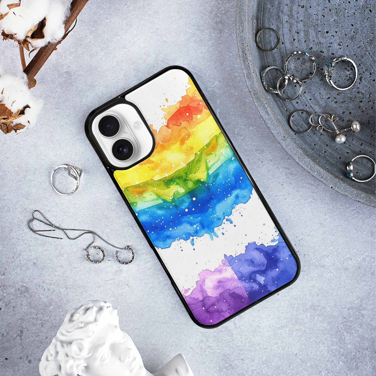 iPhone 16 Plus Case — Watercolor Splash Abstract Pattern Seamless Repeat, Custom Designed Case Cover