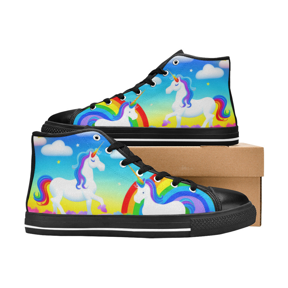WOMEN'S Unicorns Rainbows High Top Canvas Aesthetic Shoes