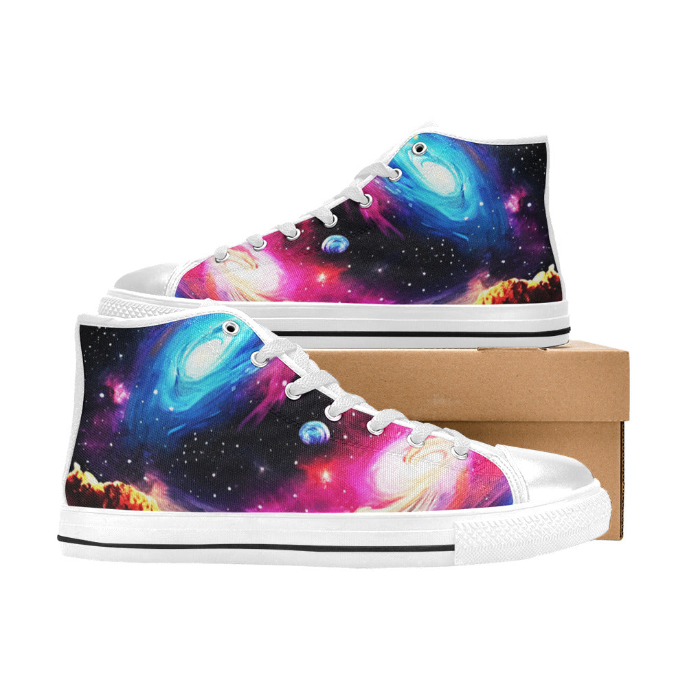 WOMEN'S Acrylic Galaxy Art High Top Canvas Vivid Custom Sneakers