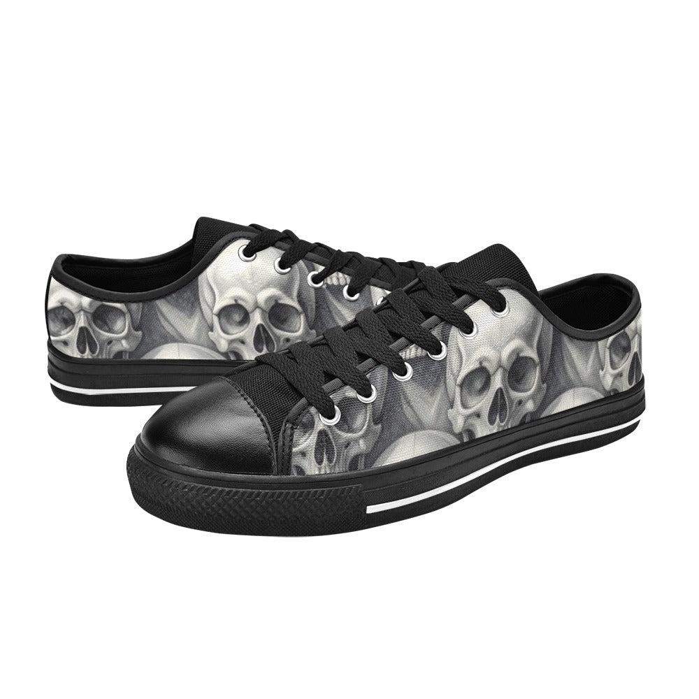 KIDS' Hyper Realistic Skull Low Top Canvas Aesthetic Shoes