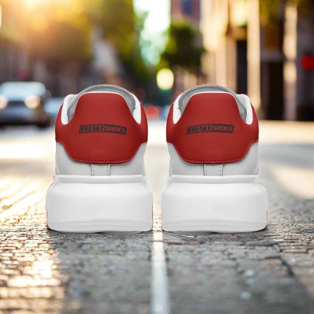 Freaky Shoes® White Red Lace Up Sneakers - Freaky Shoes®