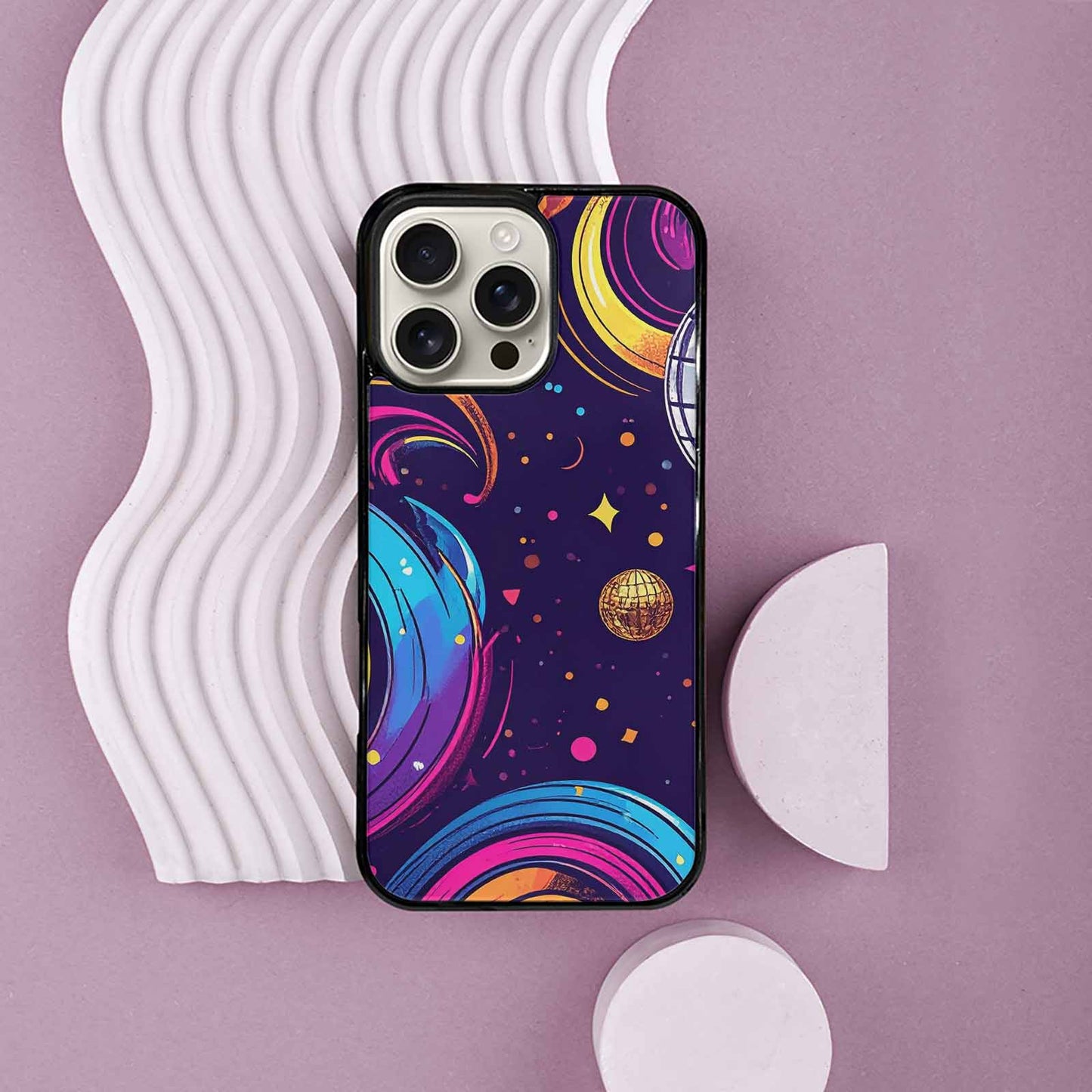 iPhone 16 Pro Max Case — 1970s Disco Cartoon Art Pattern, Custom Phone Case