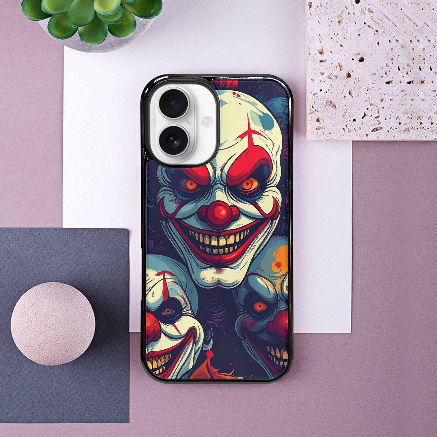 iPhone 16 Case — Evil Clown Cartoon, Custom Made Phone Cover