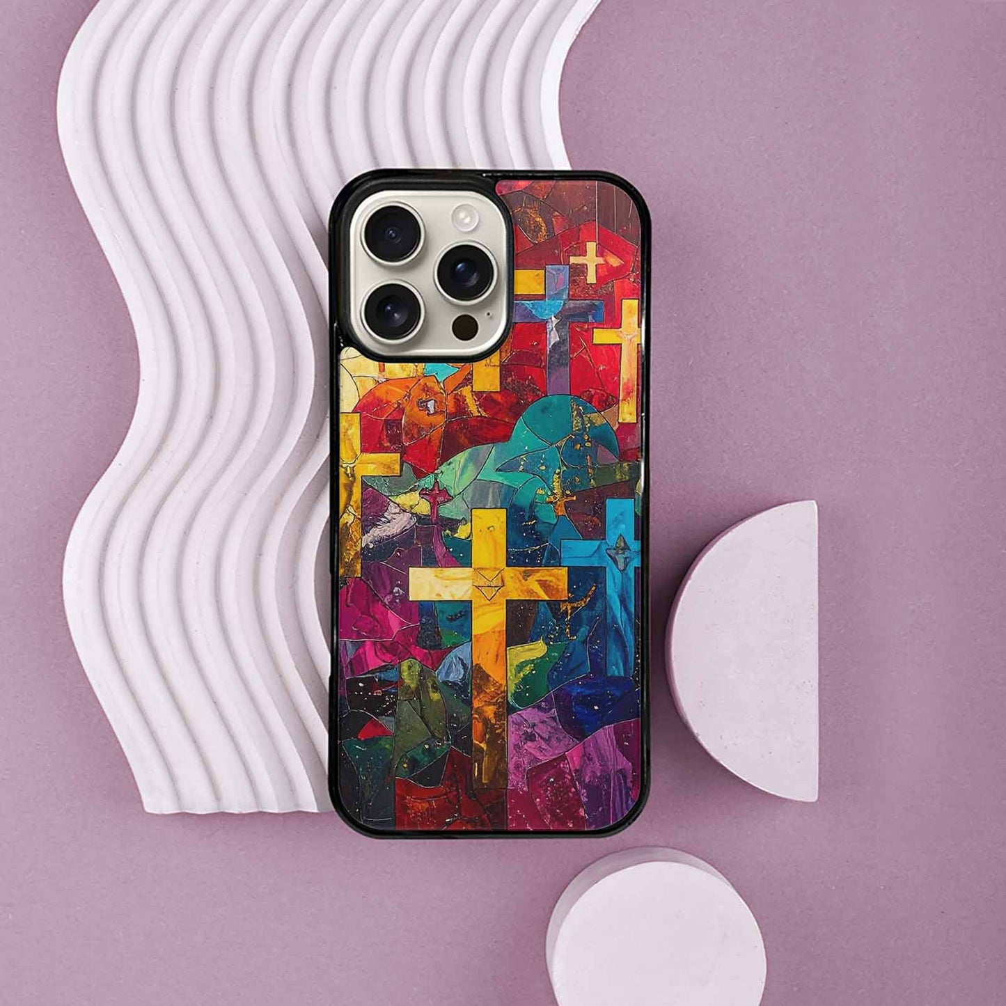 iPhone 16 Pro Max Case — Faith Cross And Faith Icons Pattern, Customized Protective Case