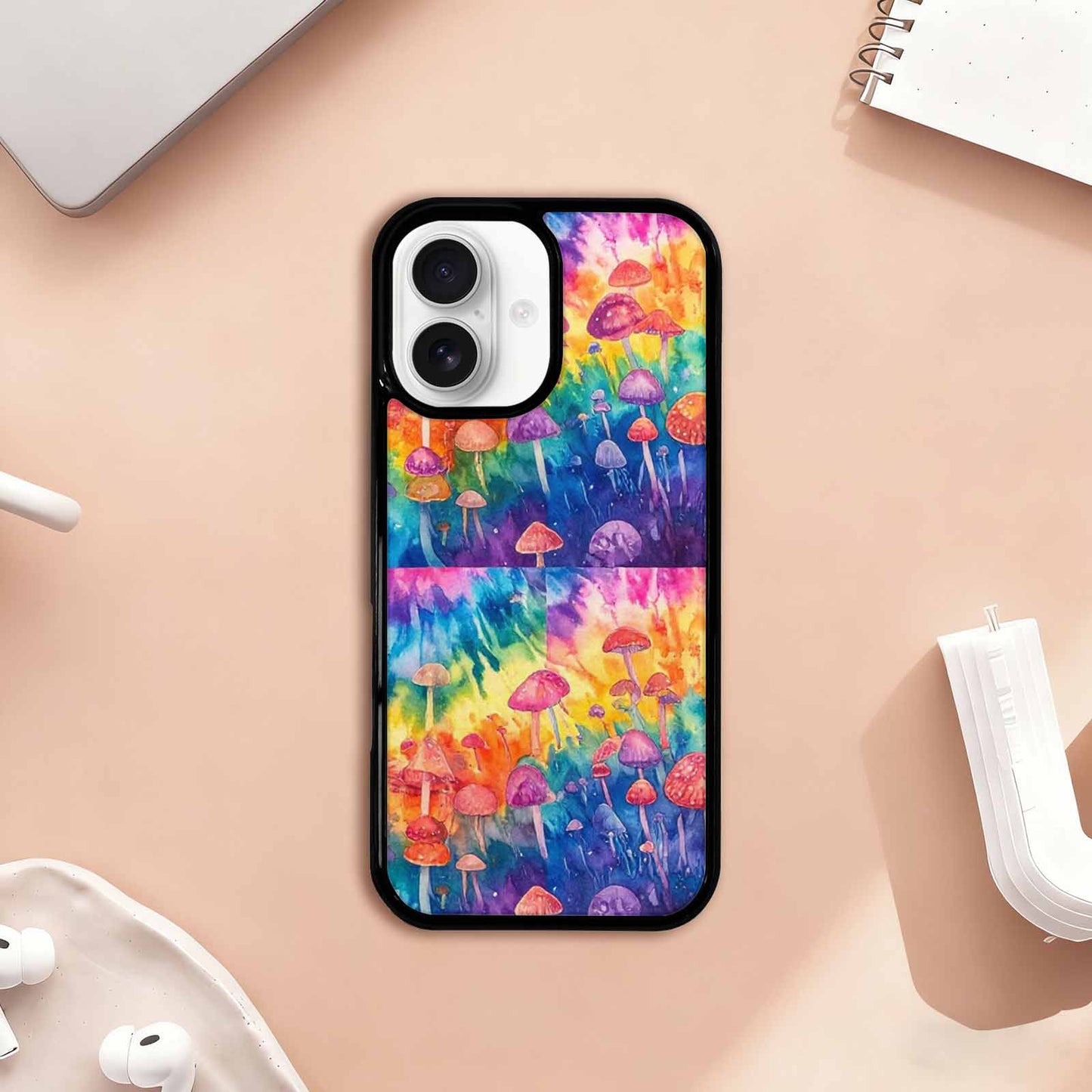 iPhone 17 Case — Mushrooms Tie Dyemushrooms Pat Tie Dye, Custom Phone Case