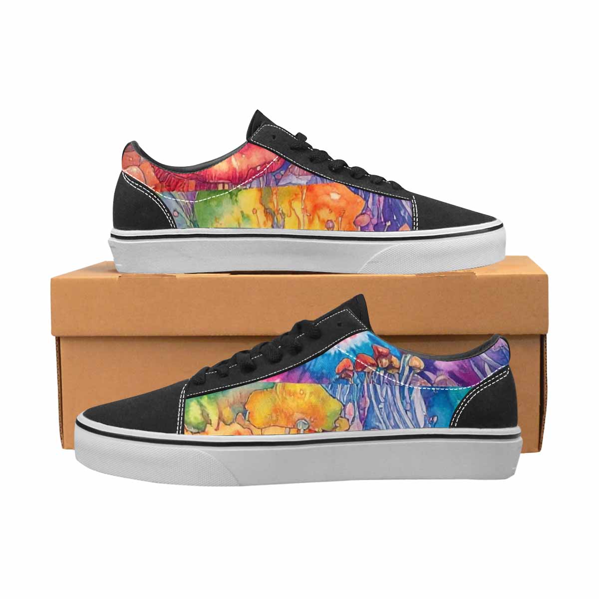 WOMEN'S Mushrooms Tie Dye Lace-Up Canvas Surreal Custom Shoes