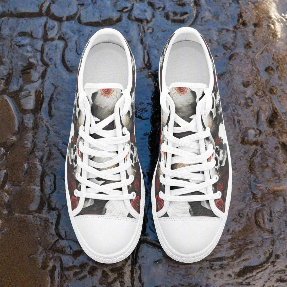 Rose Skulls D | ® (Print 2) Custom Sneakers 2 | Unisex | Freaky Shoes®