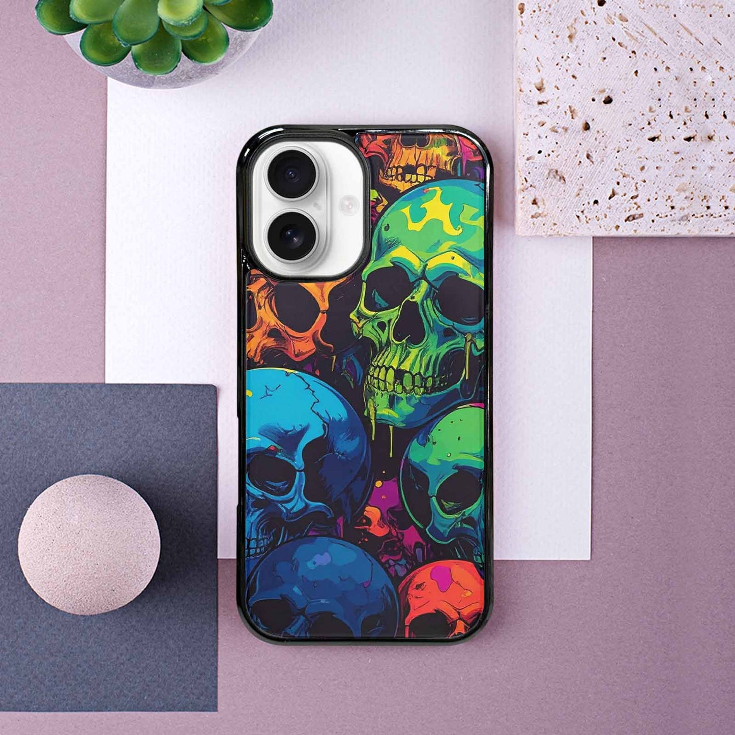 iPhone 16 Case — 1000s Of Skulls Digital Camo Drip, Custom Printed Phone Case