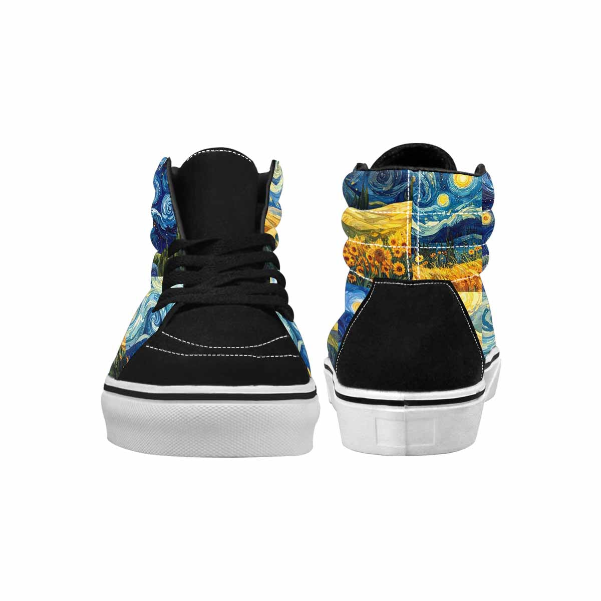 WOMEN'S Van Gogh-Style Swirl High Top Canvas Vivid Custom Sneakers