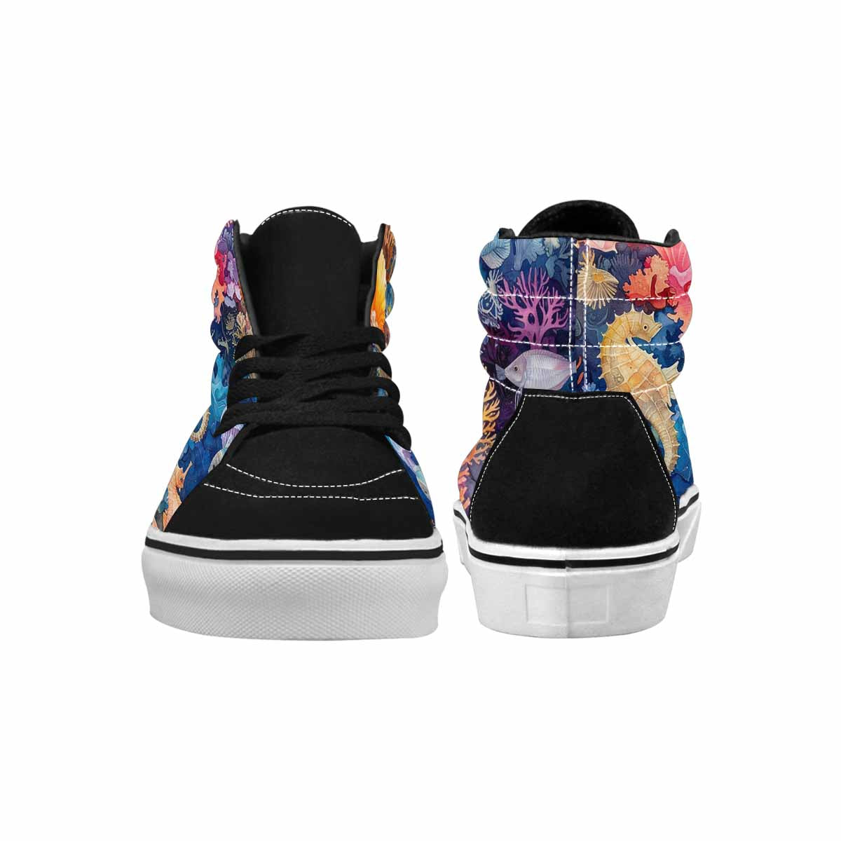 MEN'S Fish Scale Coral High Top Canvas Wallpaper Art Sneakers