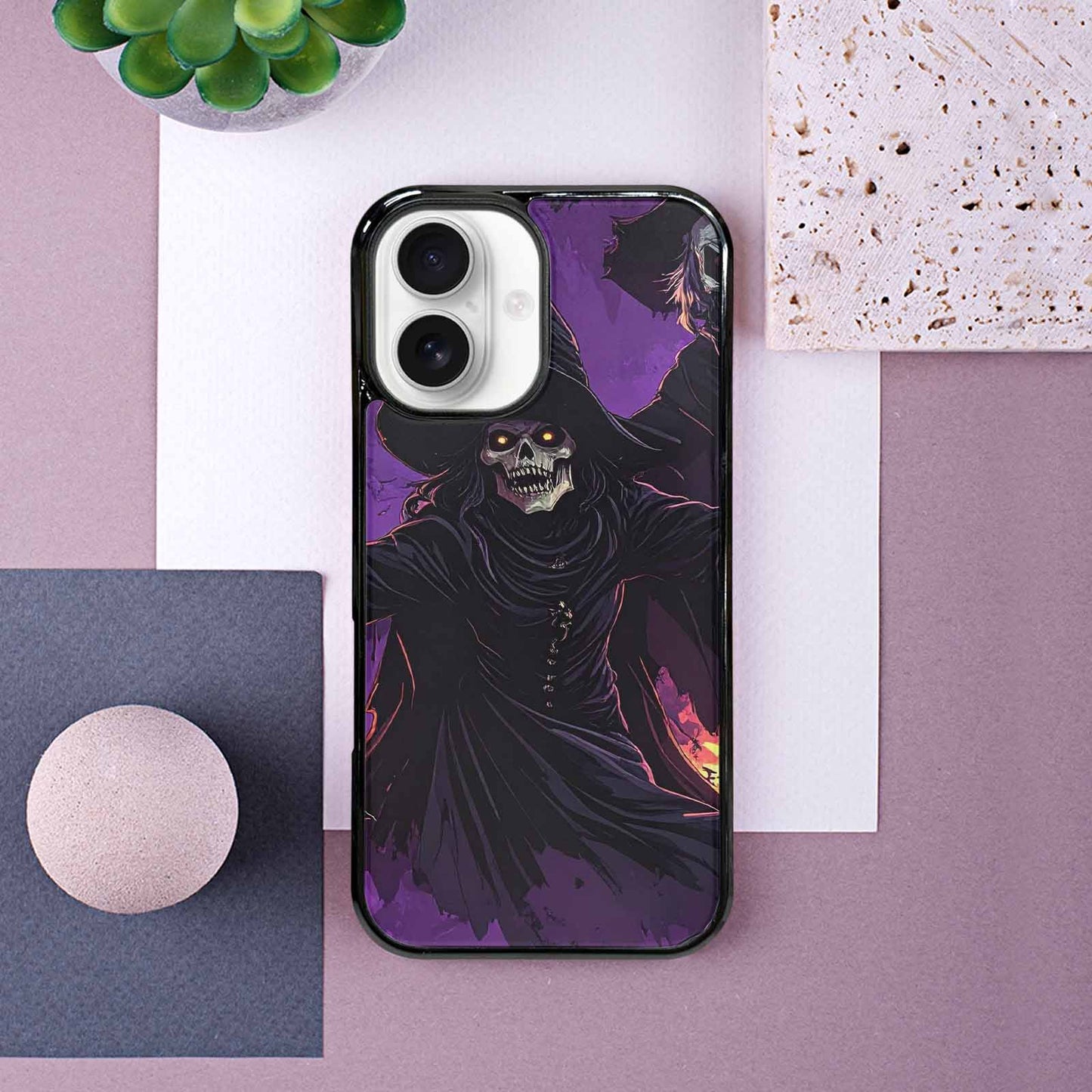 iPhone 16 Case — Scary Horror Halloween Art Print Edge, Personalized Phone Case