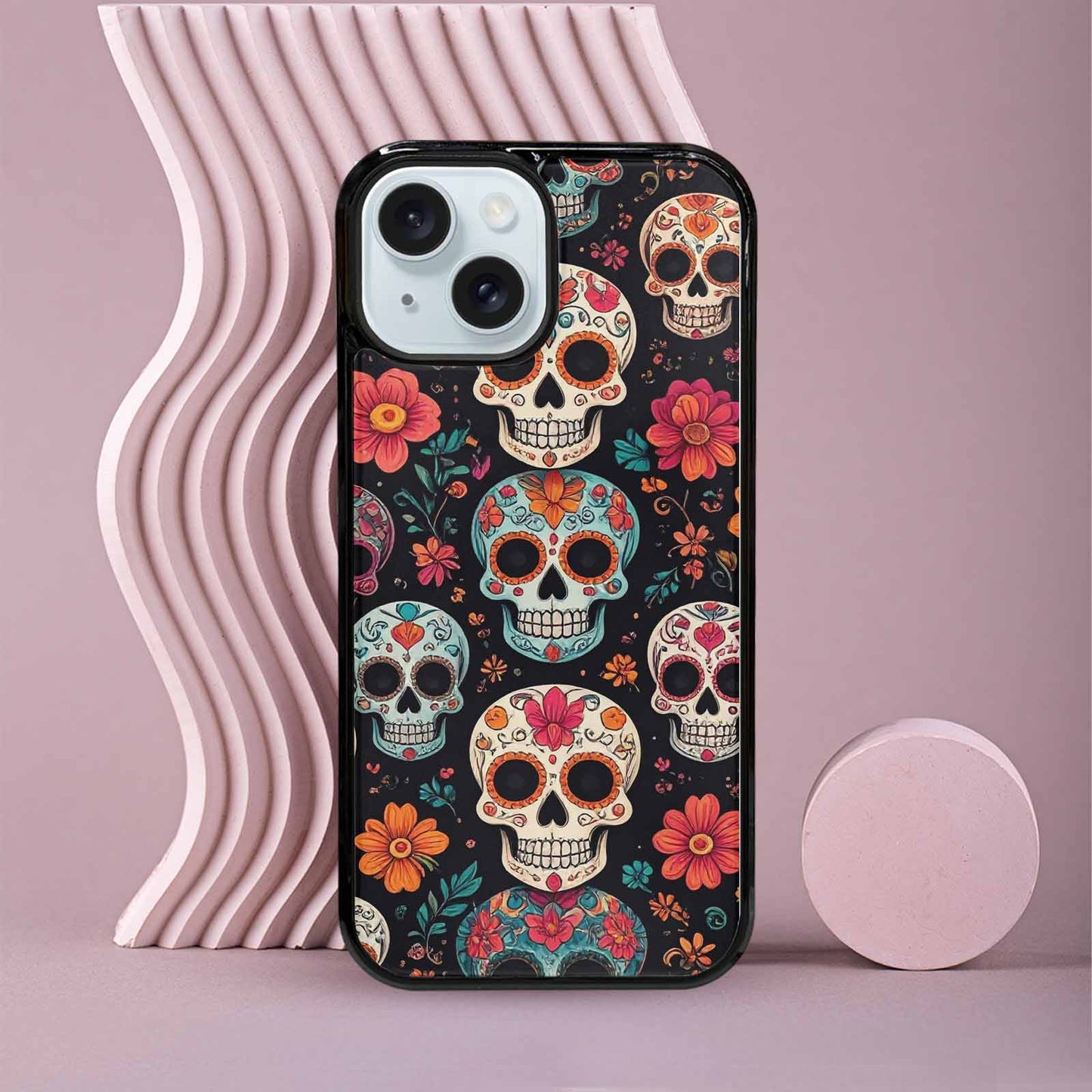 iPhone 15 Case — Dia De Los Muertos Sugar Skull, Custom Phone Case