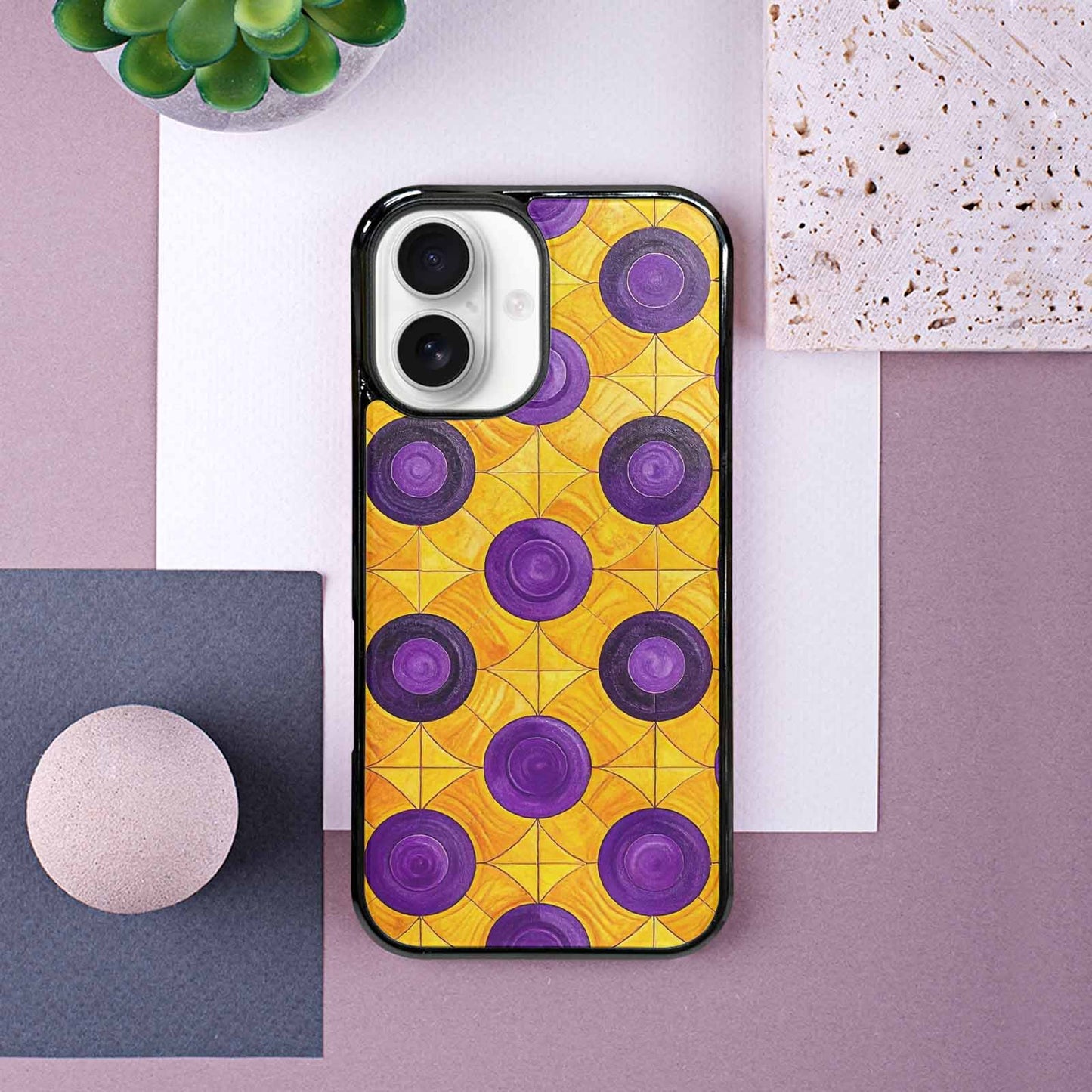 iPhone 16 Case — Intersex Flag Color Theme Small Rainbow, Custom Print Case Cover