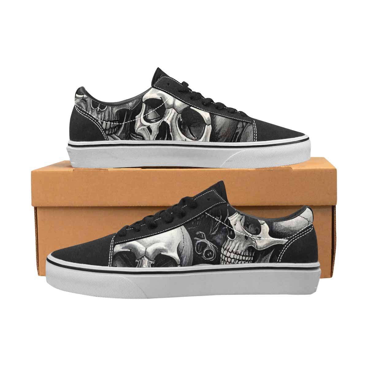 WOMEN'S Skulls - Classic Canvas Lace-Up Neon Fantasy Custom Sneakers
