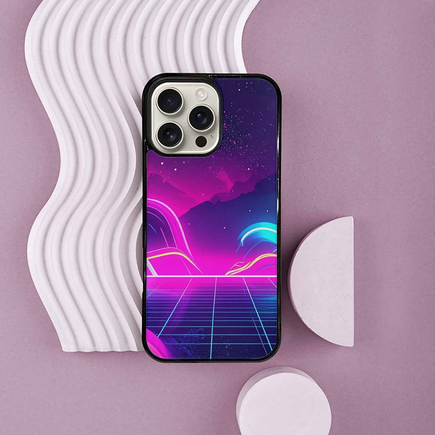 iPhone 16 Pro Max Case — 1980s Neon Cartoon Art Pattern, Custom Designed Case Cover