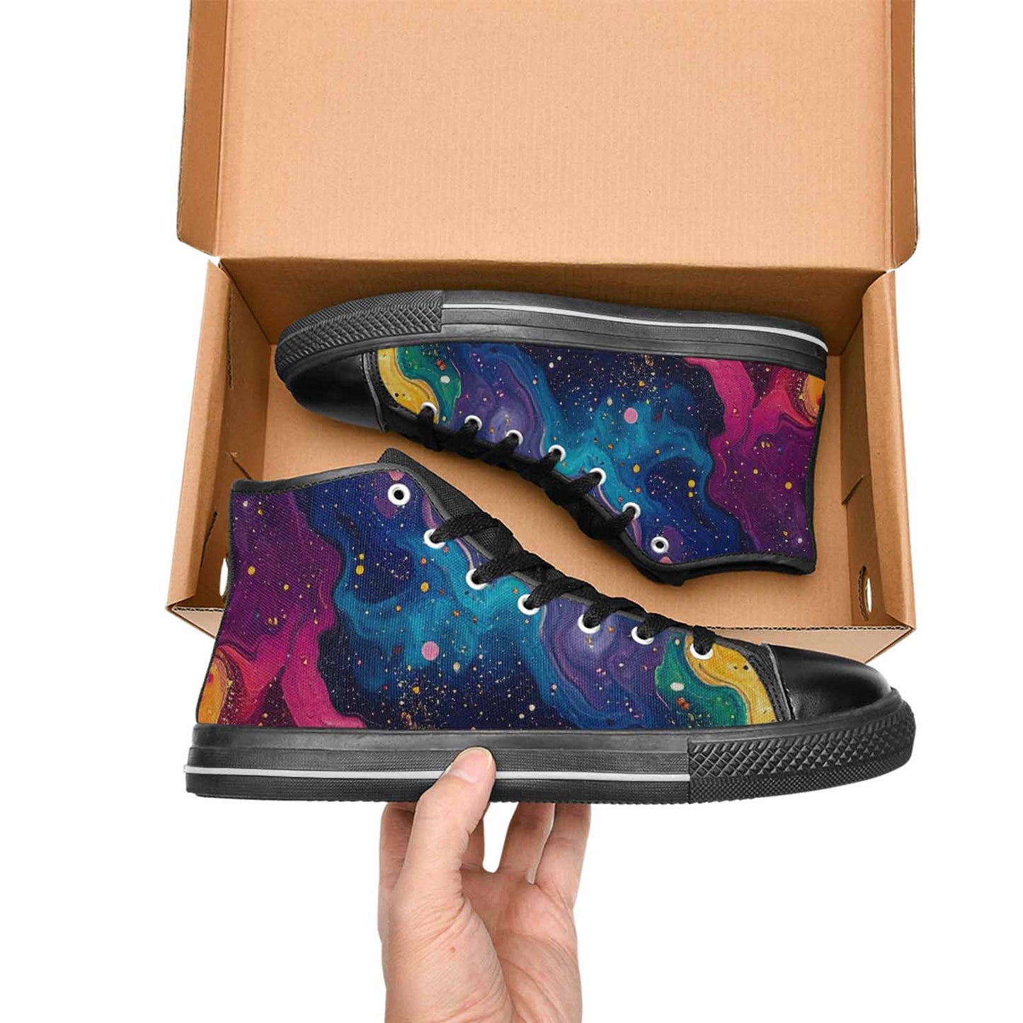 MEN'S Galaxy Art - High Top Canvas Vibrant Chaos Custom Shoes