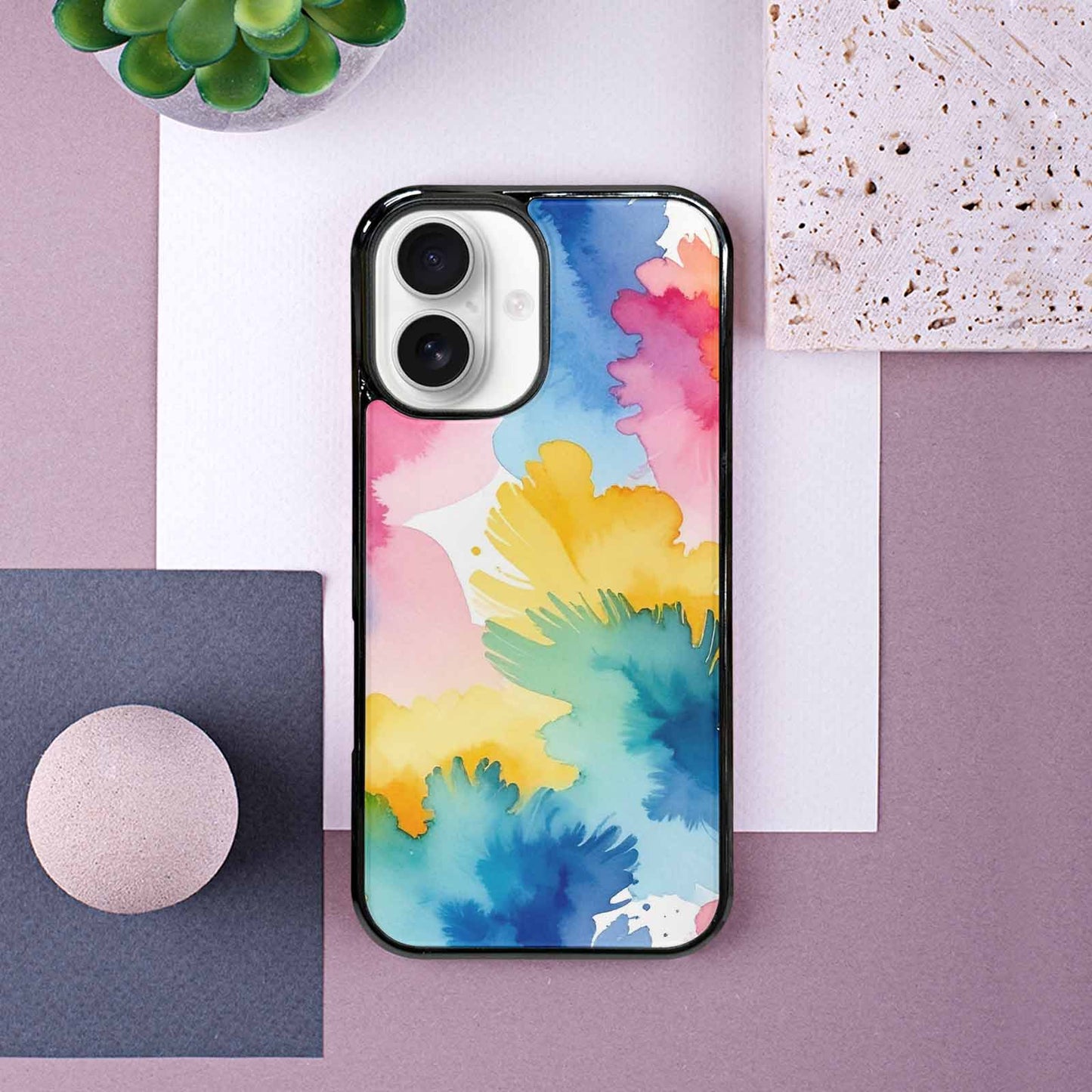 iPhone 16 Case — Trans Strong Watercolor Seamless Pattern Vibrant, Custom Print Case Cover